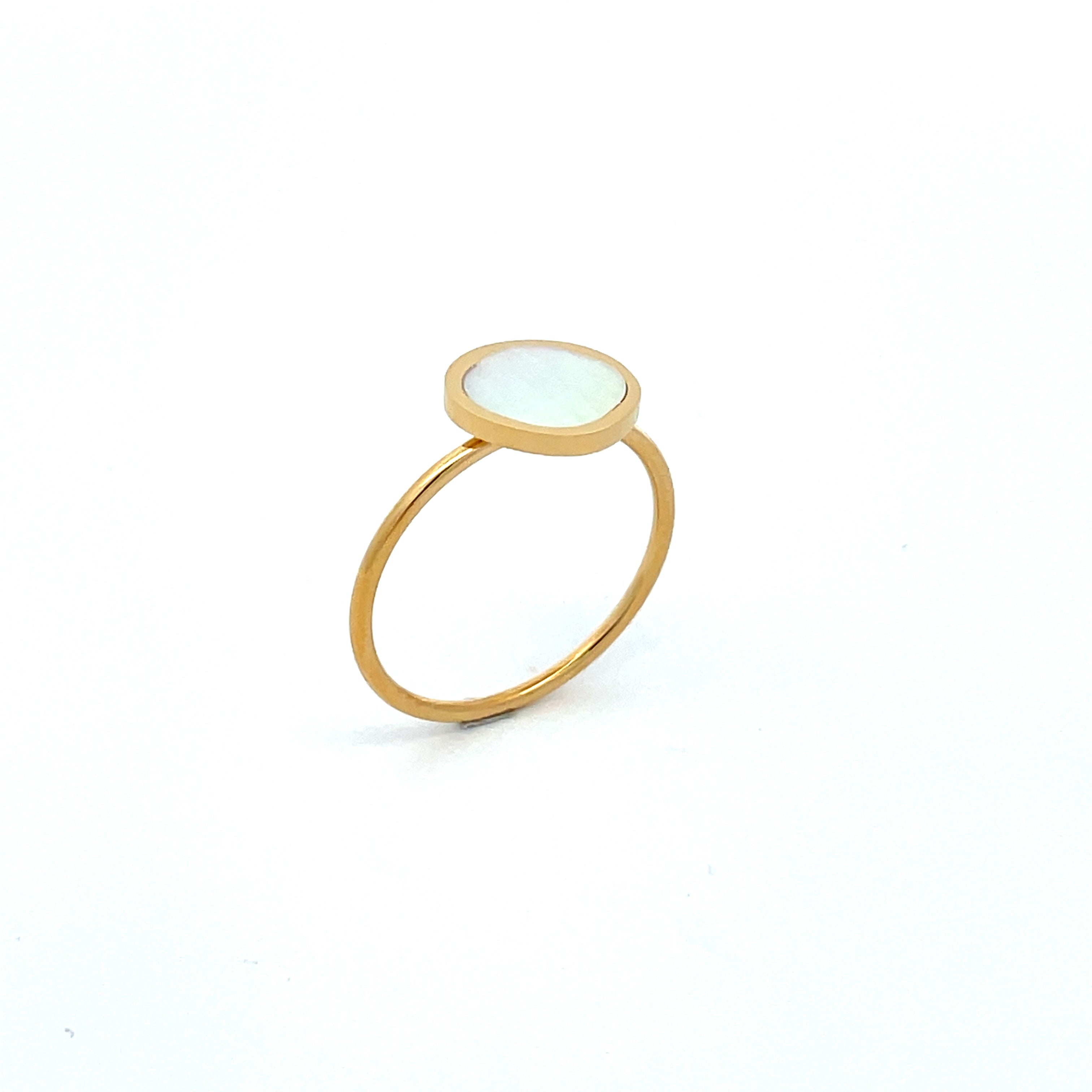 镀金不锈钢白色珍珠母戒指