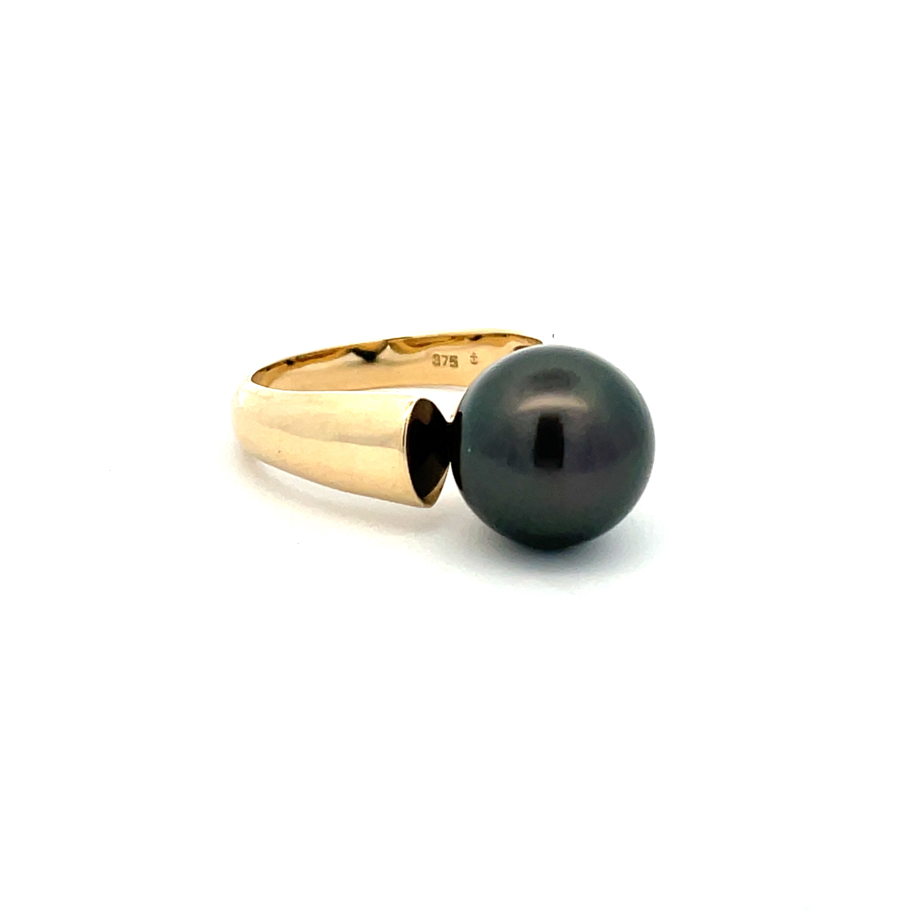 9K Yellow Gold Tahitian Cultured 11-12 mm Pearl Ring
