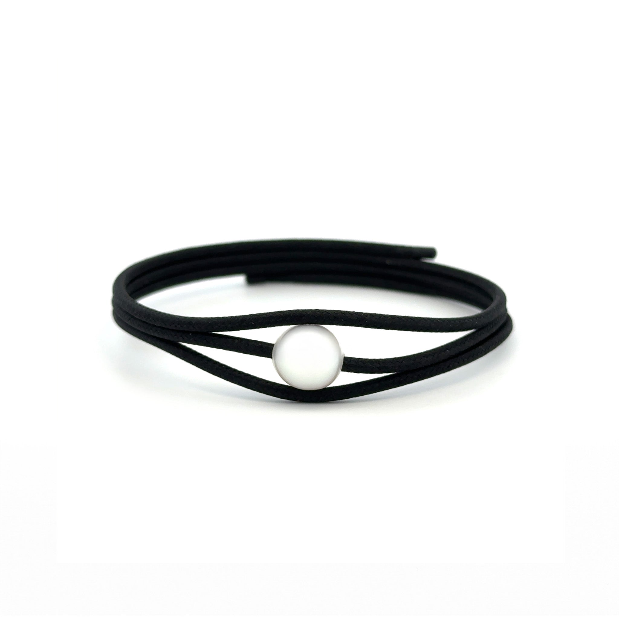 Stainless Steel South Sea 9-10 mm Cultured Pearl Magnetic Black Wrap Bracelet front view