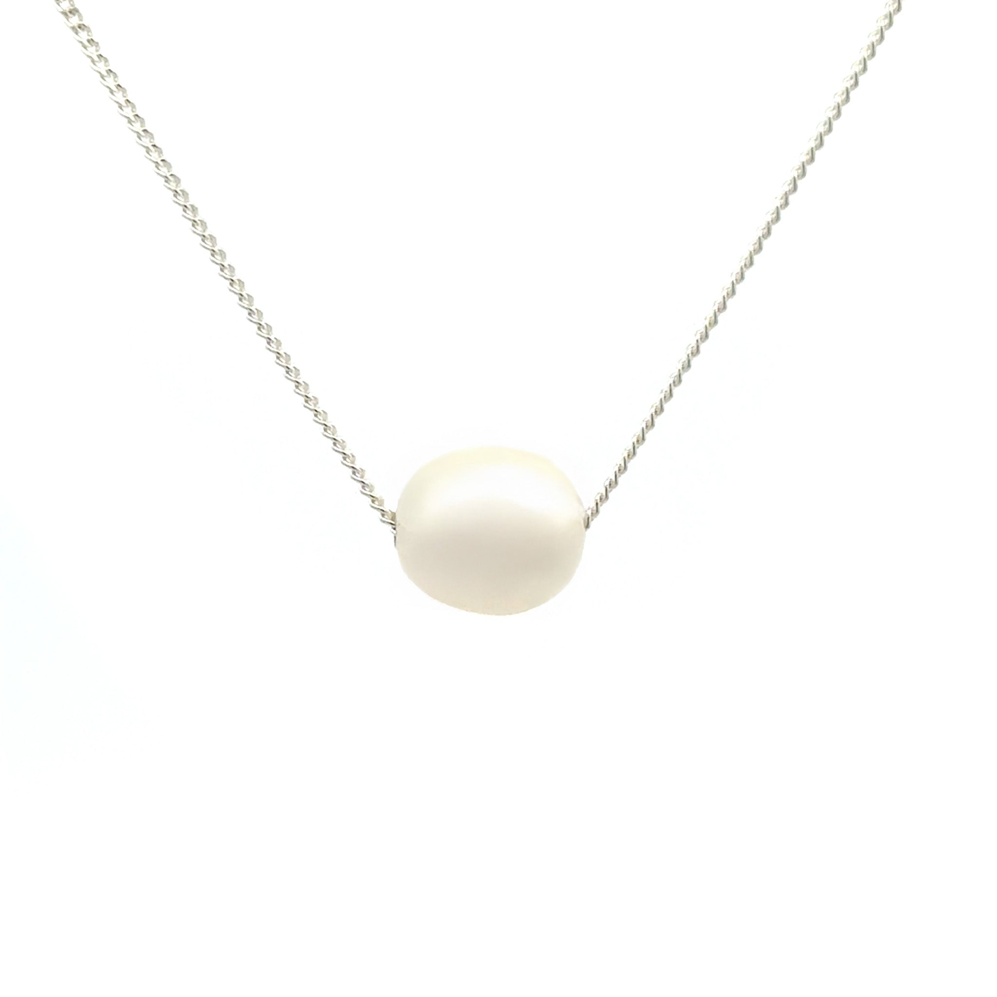 Sterling Silver South Sea 9-10 mm Cultured Pearl Necklace front view