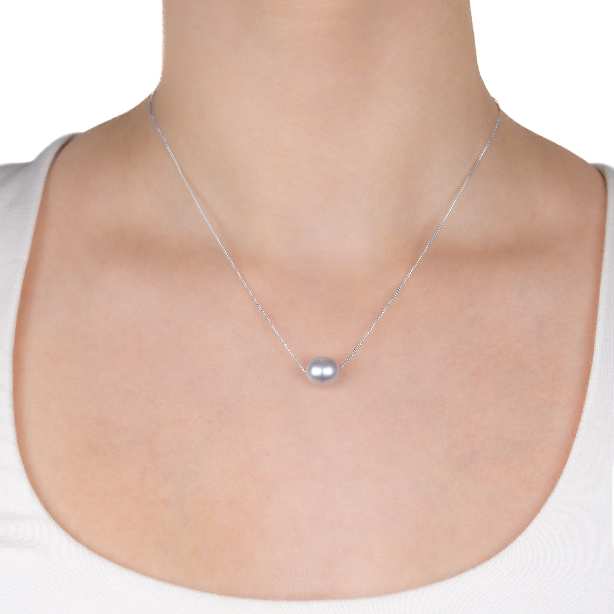 Sterling Silver South Sea 9-10 mm Cultured Pearl Necklace