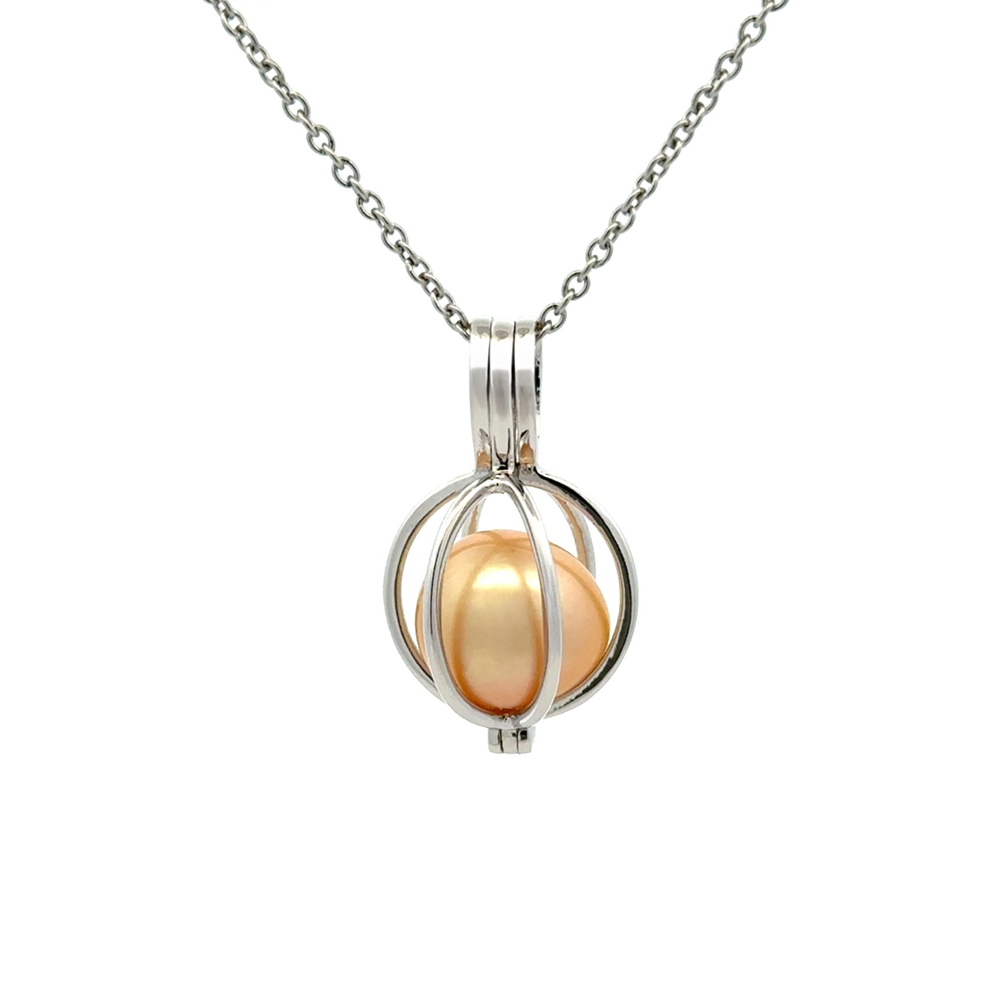 Sterling Silver South Sea 10-11 mm Cultured Pearl Cage Pendant