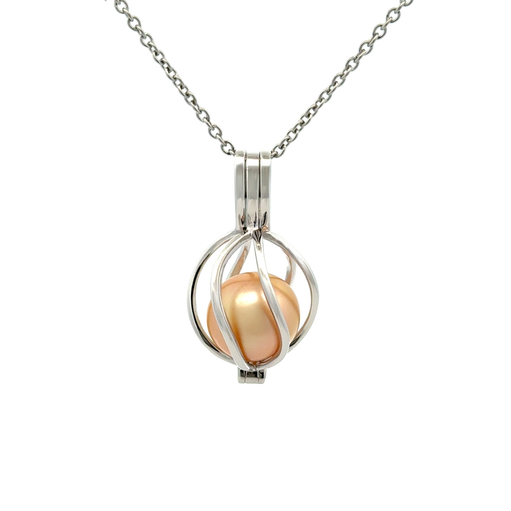 Sterling Silver South Sea 10-11 mm Cultured Curved Cage Pearl Pendant