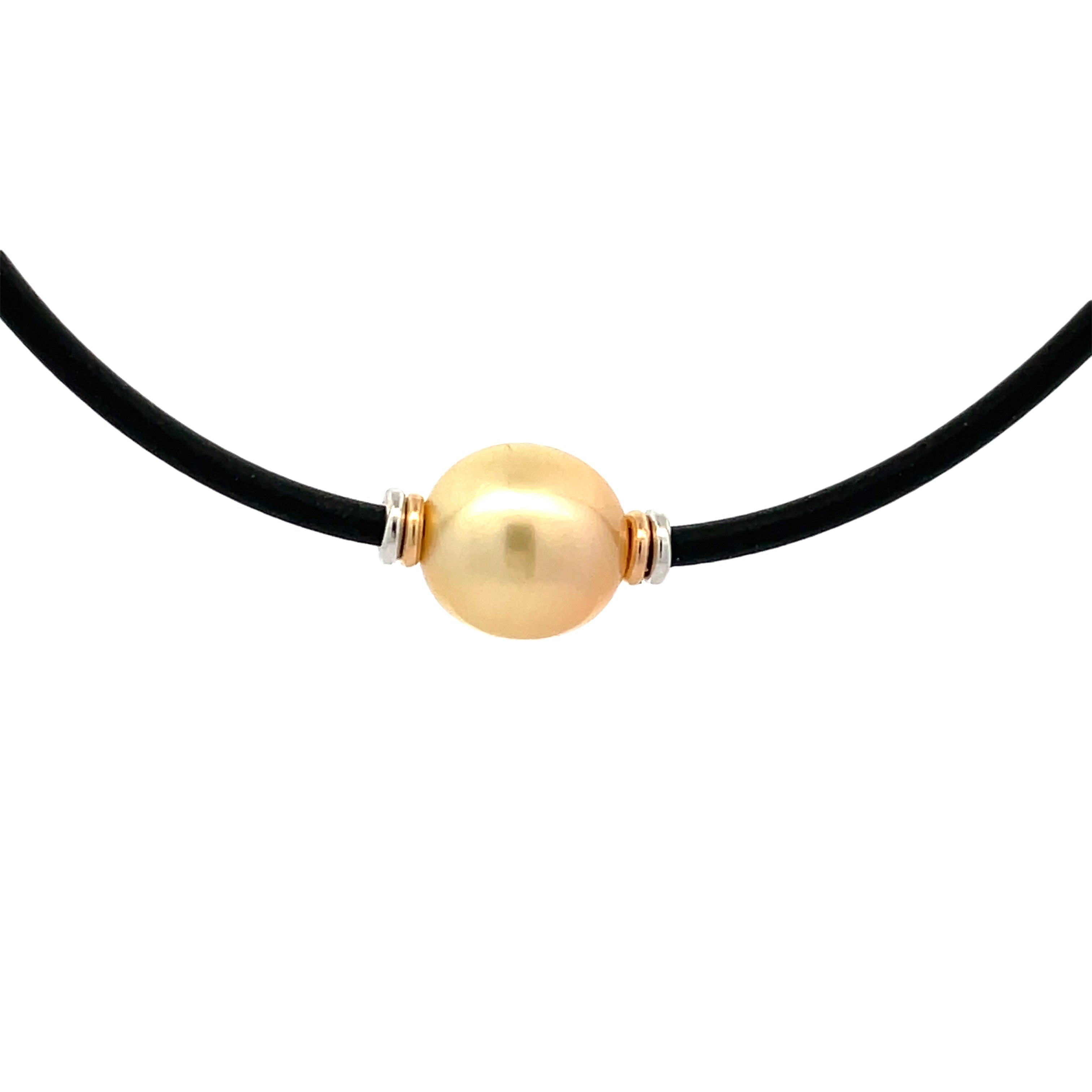 Sterling Silver & 9K Yellow Gold South Sea Cultured 10-11 mm Pearl Neoprene Necklace