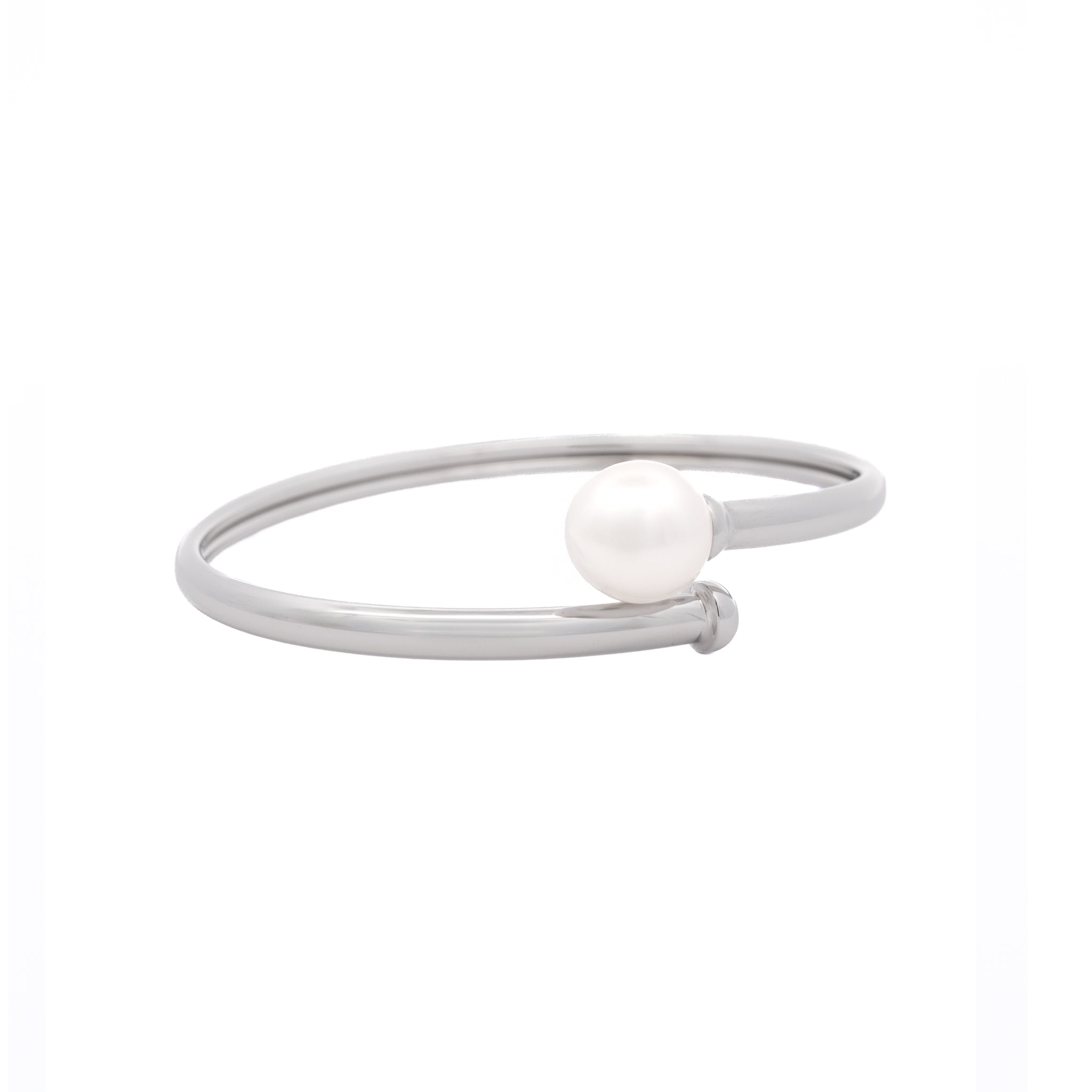 Sterling Silver Australian South Sea 10-11 mm Cultured Pearl Bangle side view