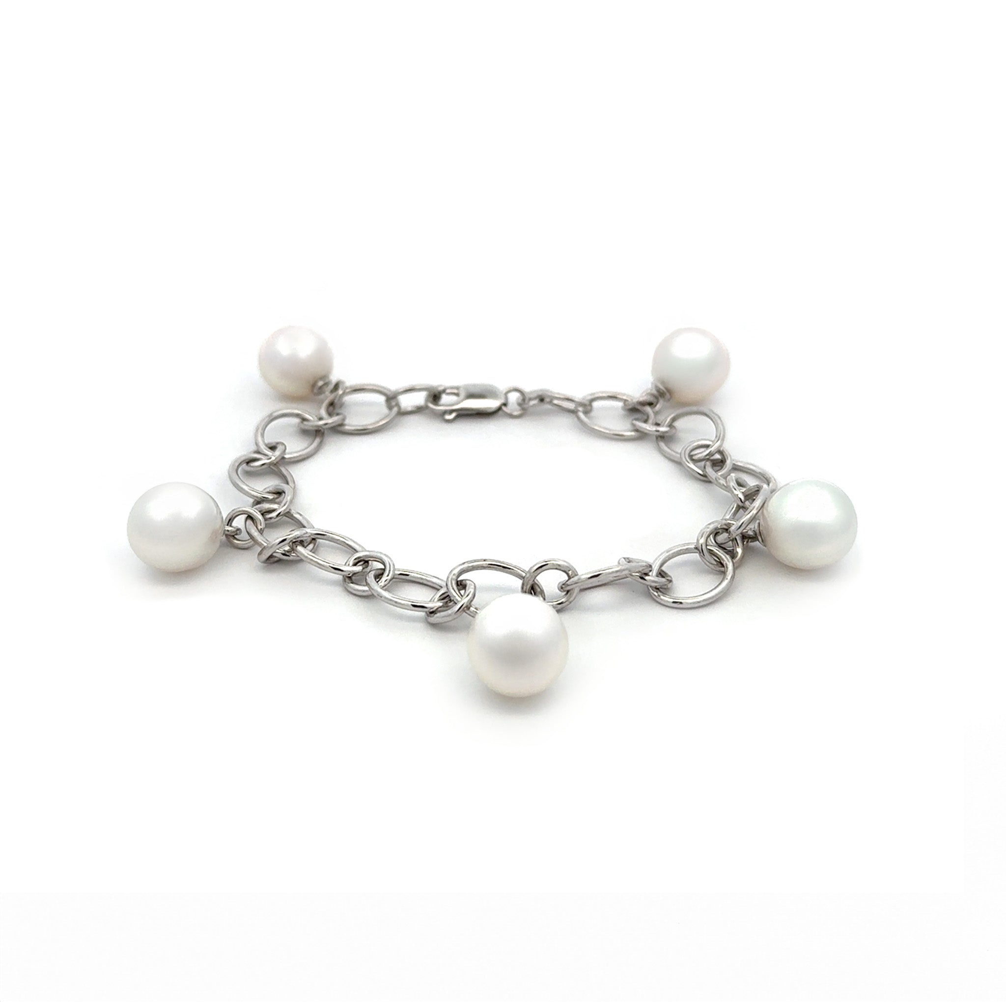 9K White Gold Australian South Sea 10-11 mm Cultured Pearl Bracelet front view