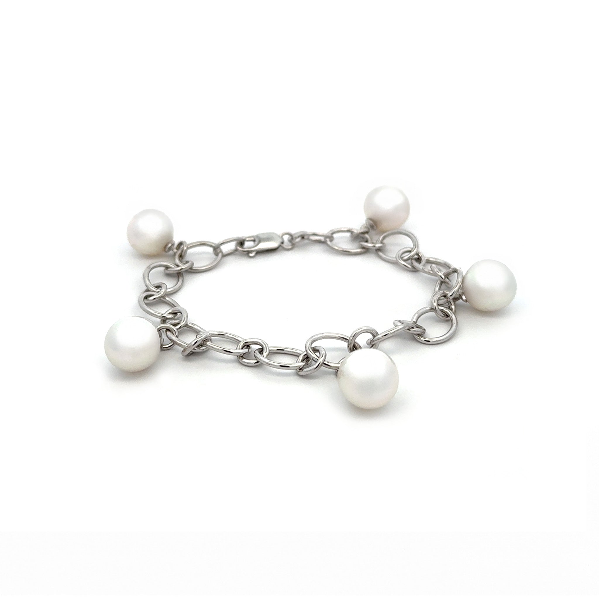 9K White Gold Australian South Sea 10-11 mm Cultured Pearl Bracelet side view