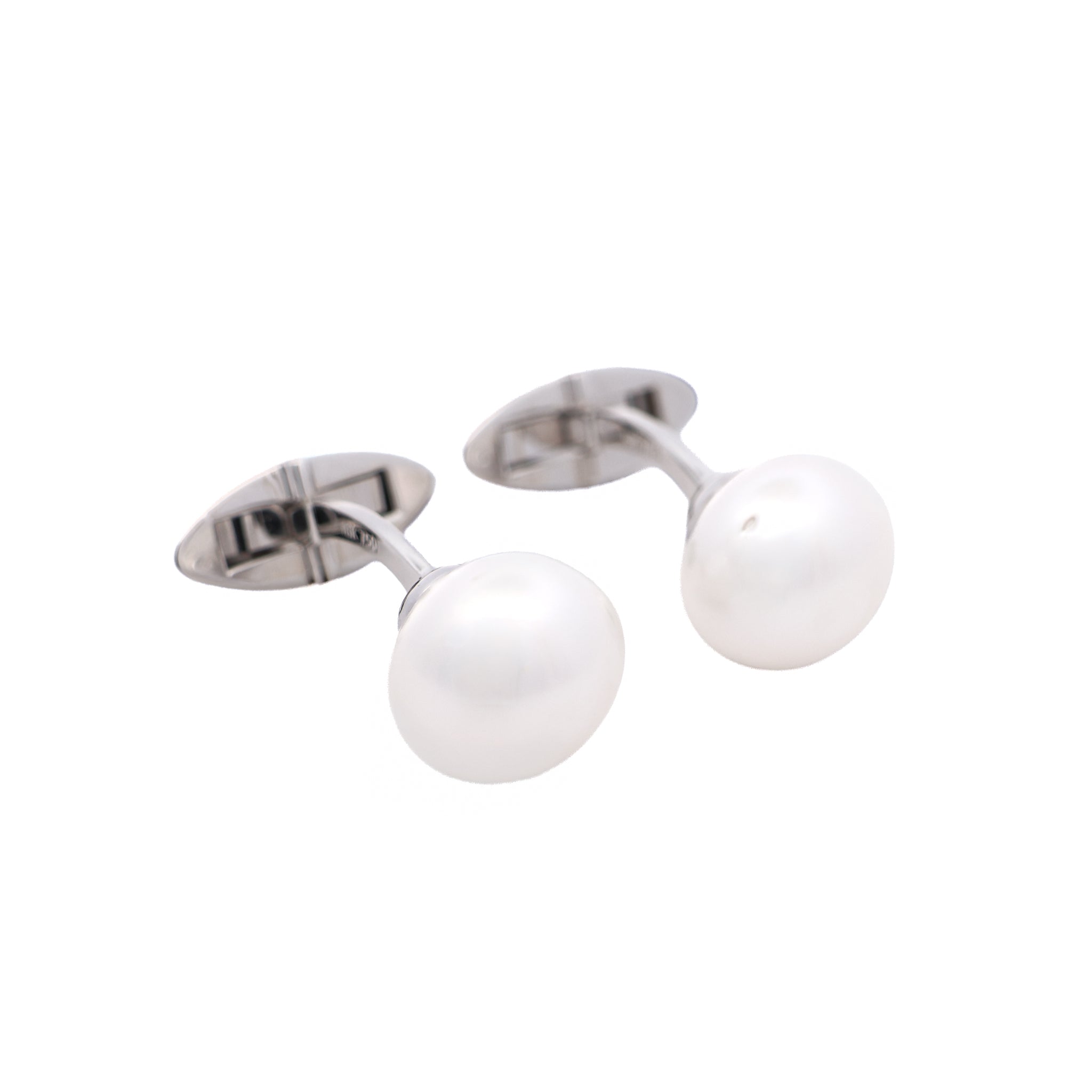 18K White Gold Australian South Sea 12-13mm Cultured Pearl Cufflinks side view