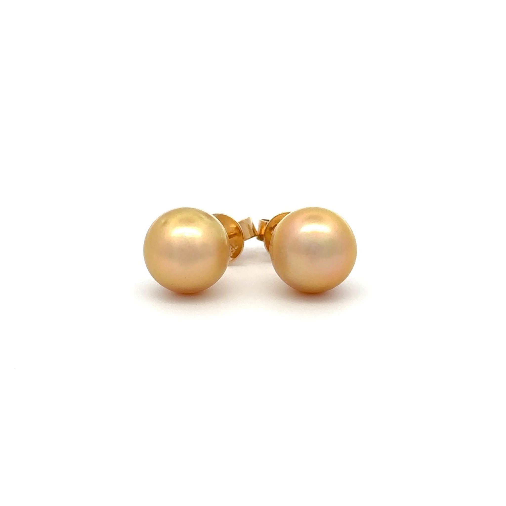 18K Yellow Gold South Sea Cultured 9 -10 mm Pearl Stud Earrings
