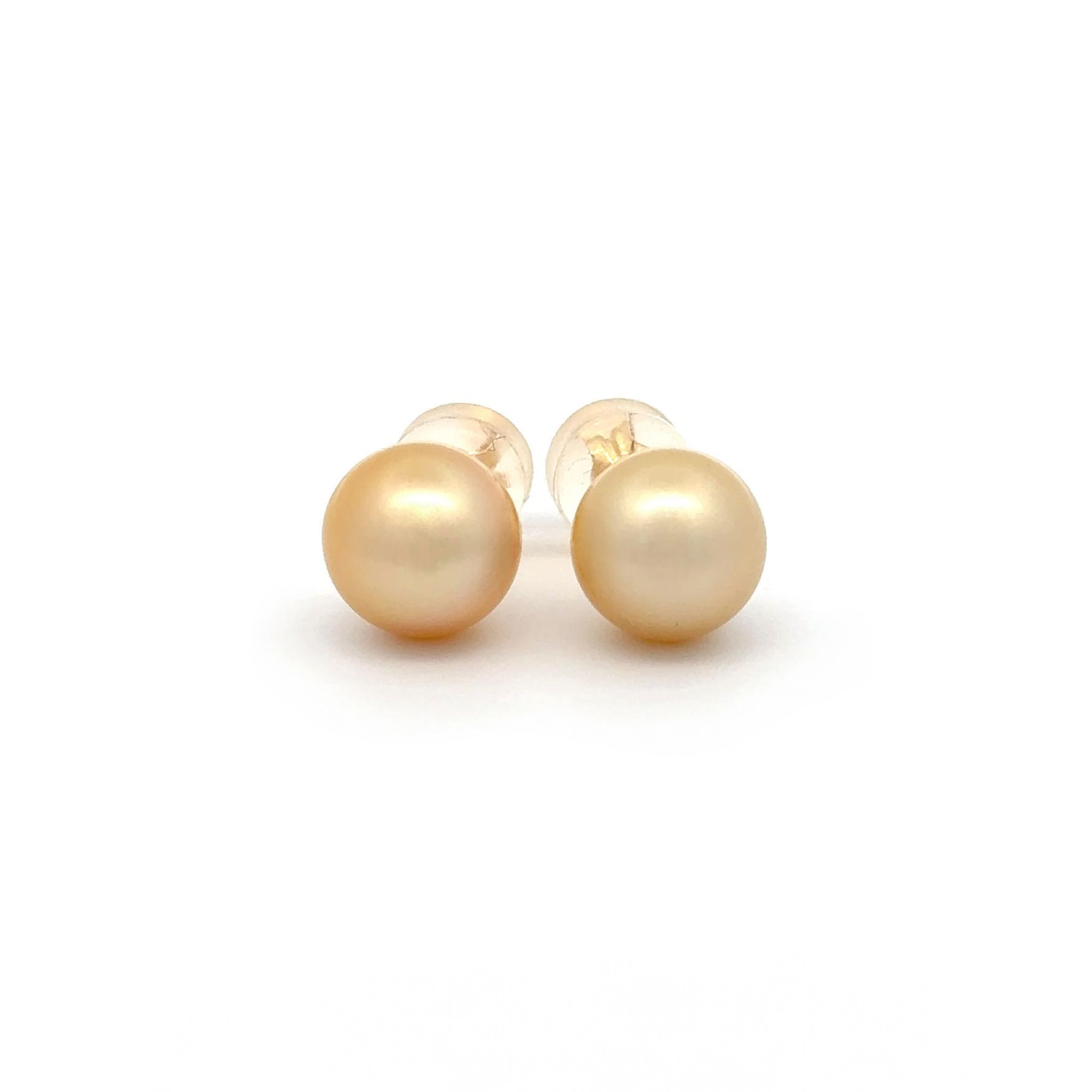 18K Yellow Gold South Sea Cultured 8-9mm Pearl Stud Earrings with Silicon Backings