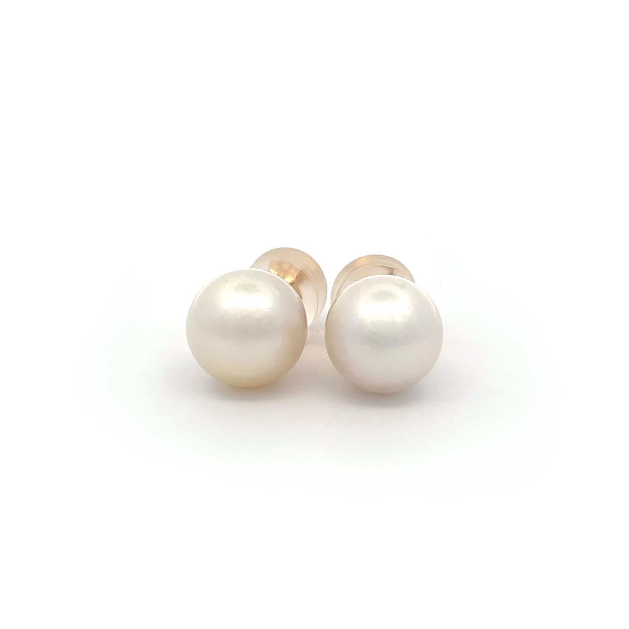 9K Yellow Gold Australian South Sea Cultured 8-9mm Pearl Stud Earrings With Silicon Backings