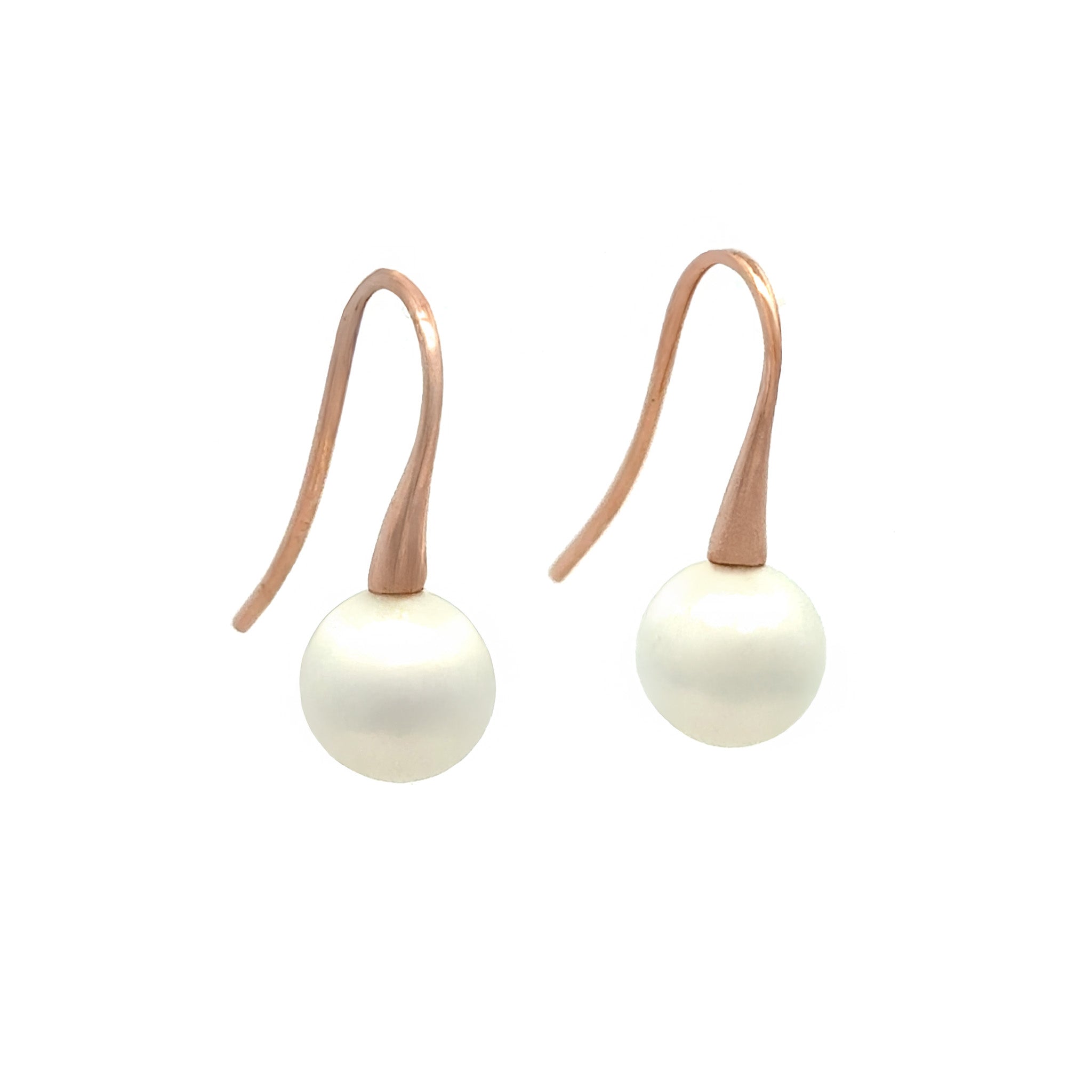 9K Rose Gold Australian South Sea 8-9 mm Cultured Pearl Hook Earrings side view