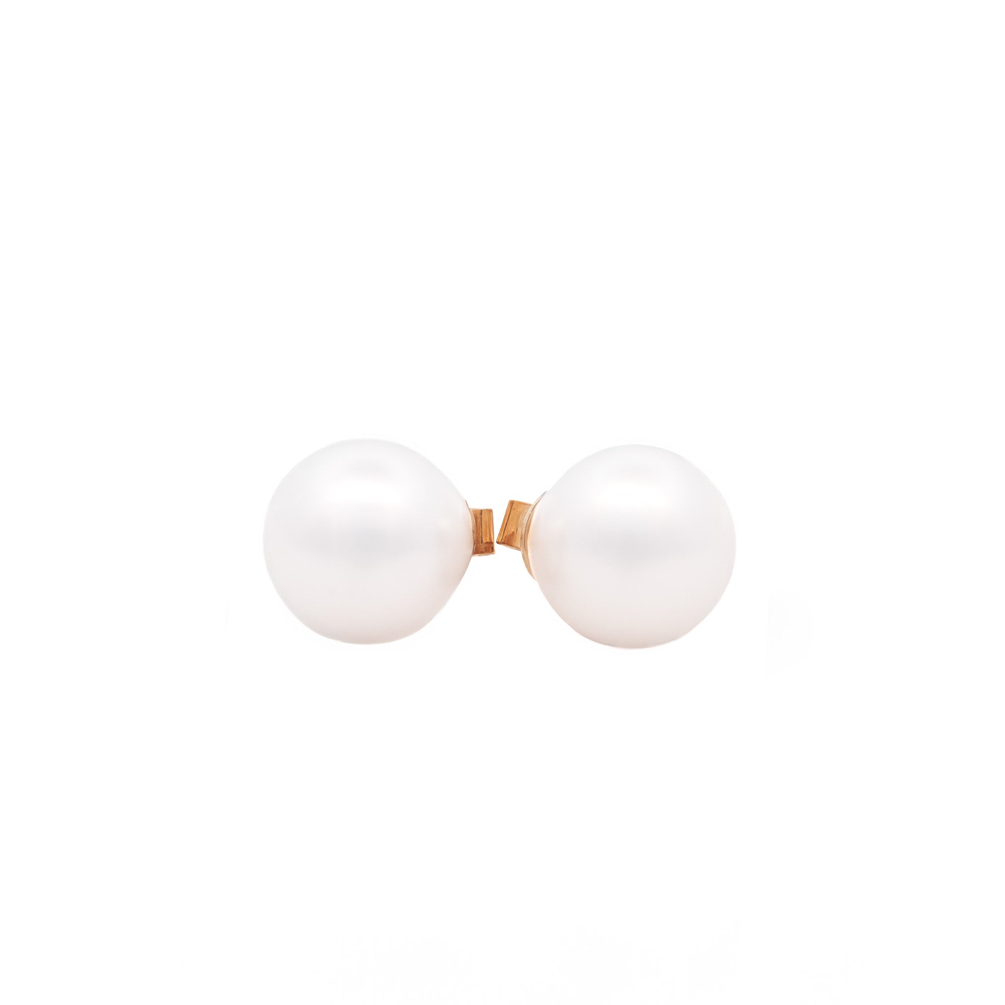 18K Yellow Gold Australian South Sea 9-10 mm Cultured Pearl Stud Earrings