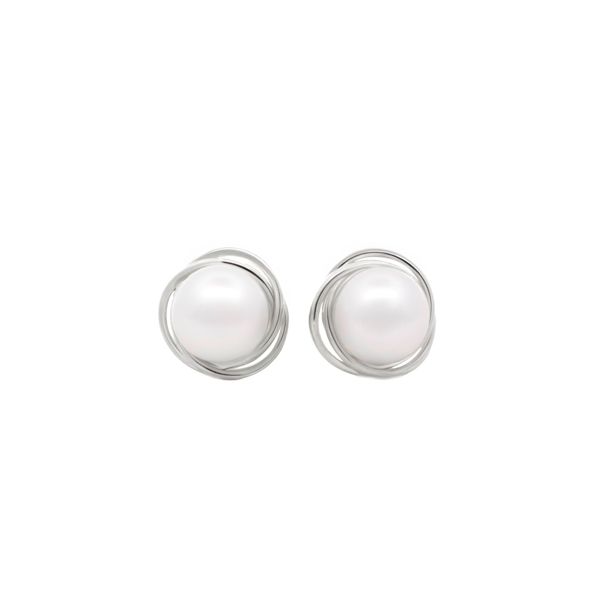 9K White Gold Australian South Sea 8-9 mm Cultured Pearl Stud Earrings
