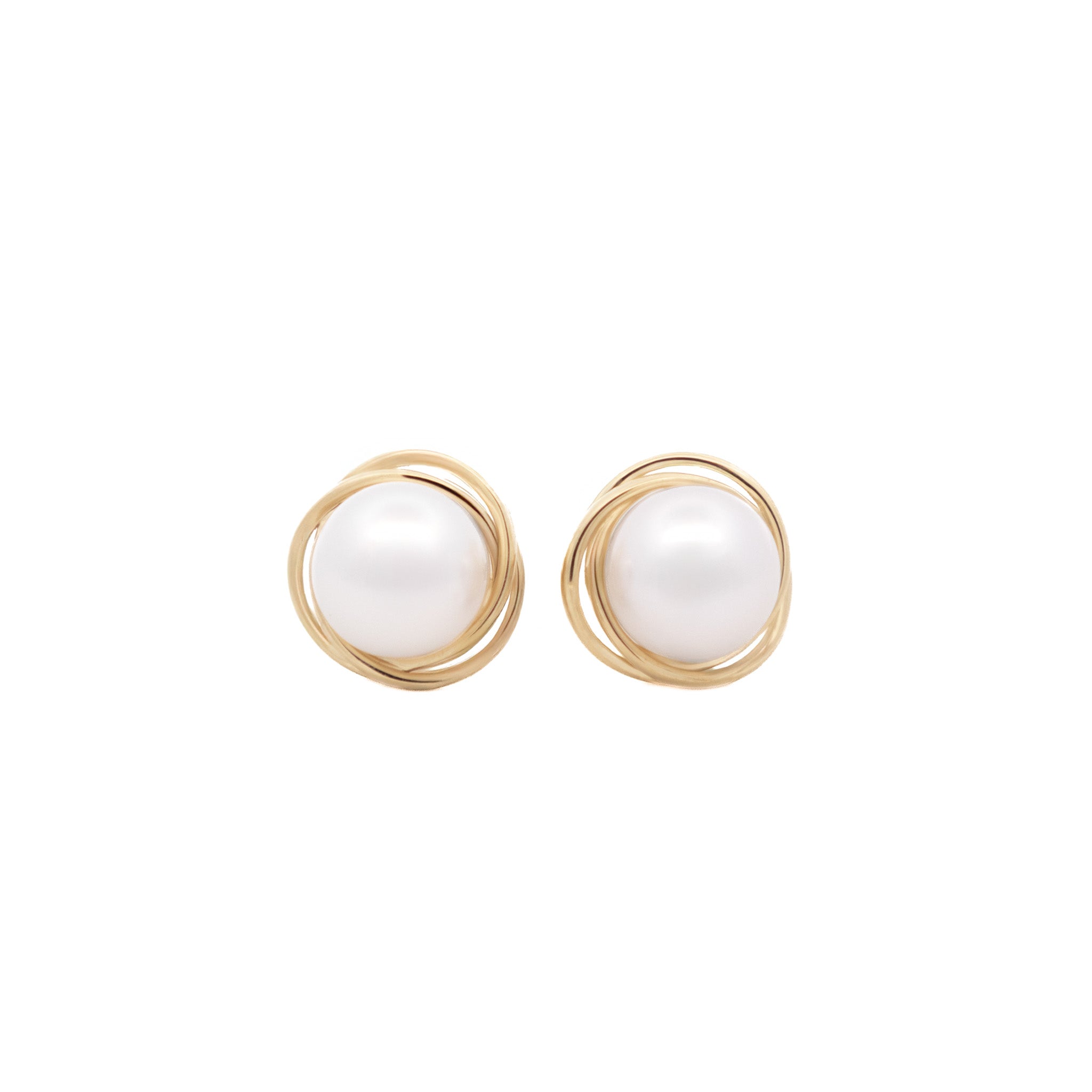 9K Yellow Gold Australian South Sea 8-9 mm Cultured Pearl Stud Earrings