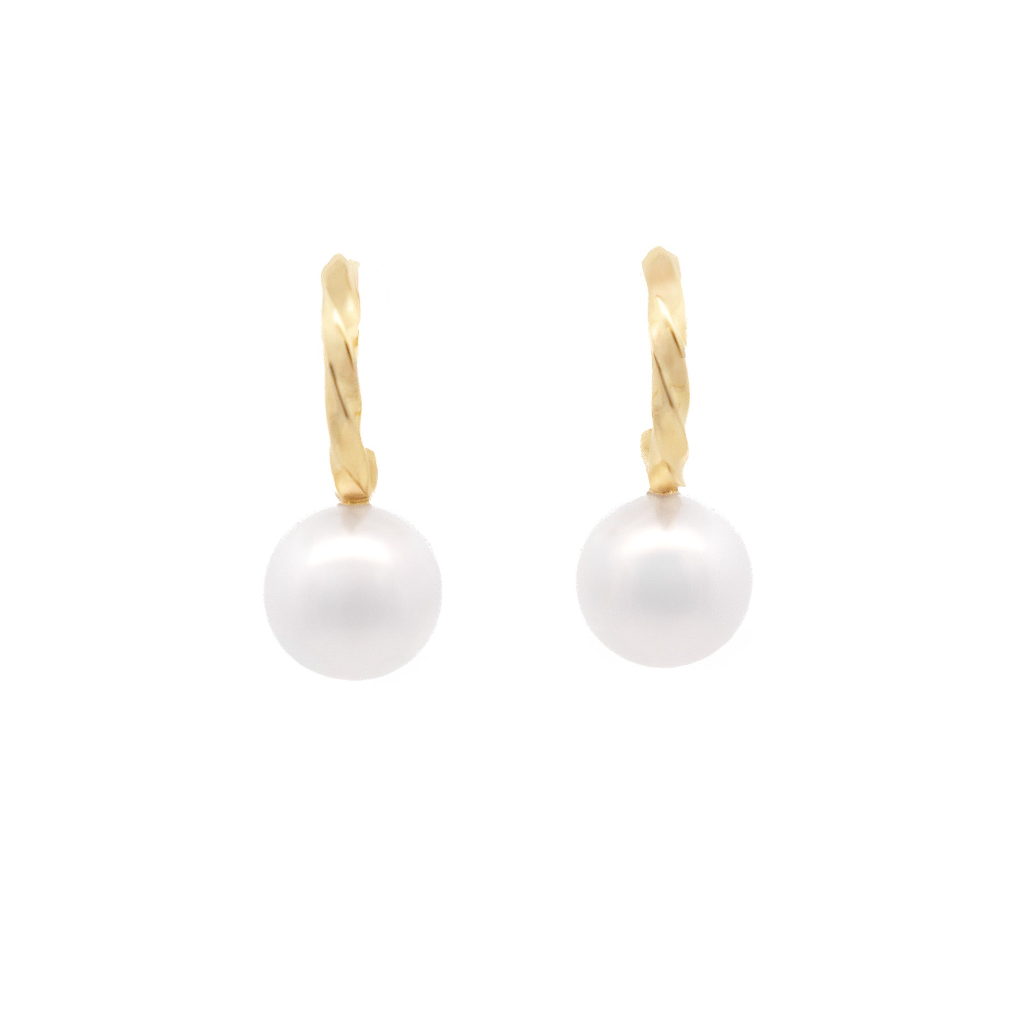9K Yellow Gold Australian South Sea 9-10 mm Cultured Pearl Drop Earrings