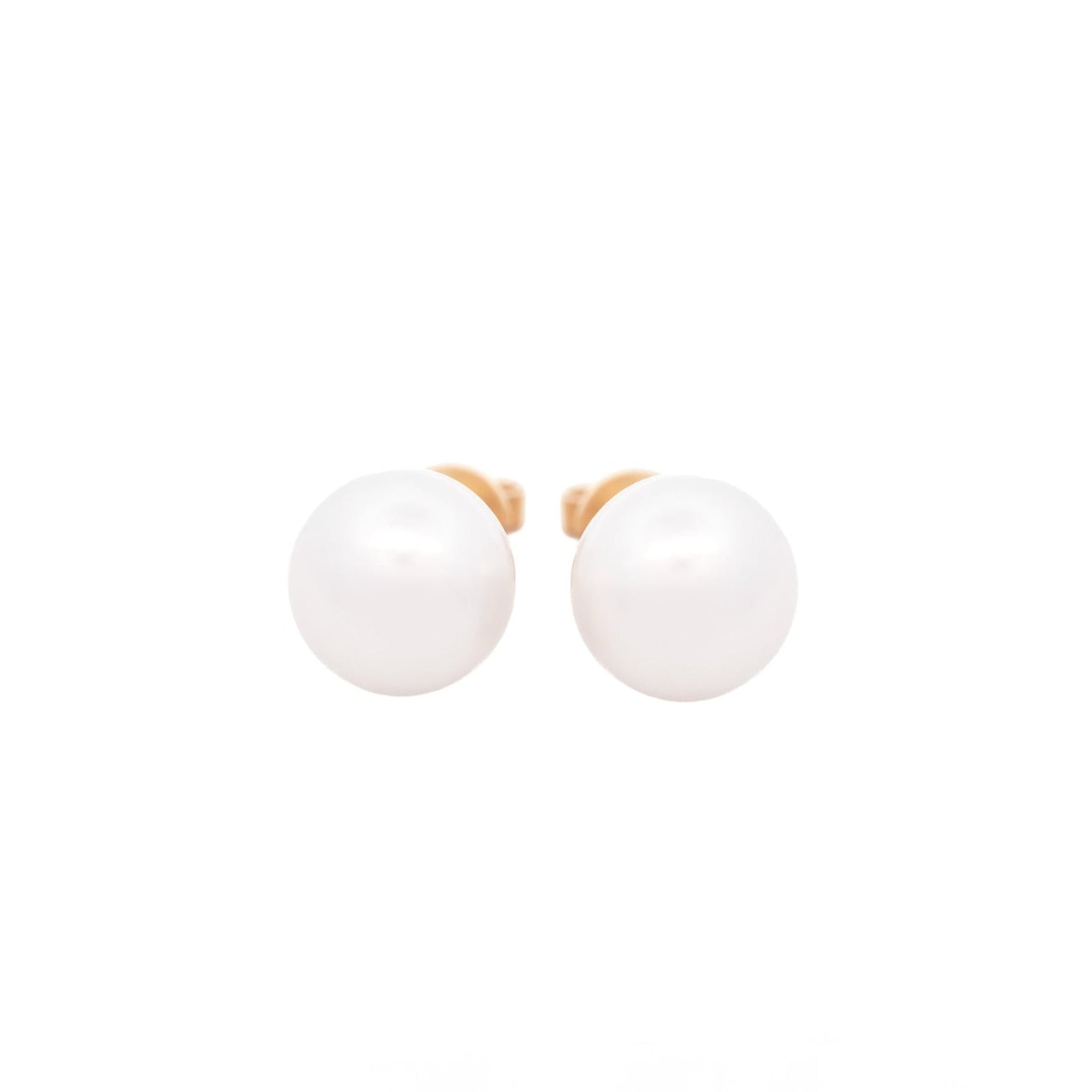 9K Yellow Gold Australian South Sea 10-11 mm Cultured Pearl Stud Earrings front view