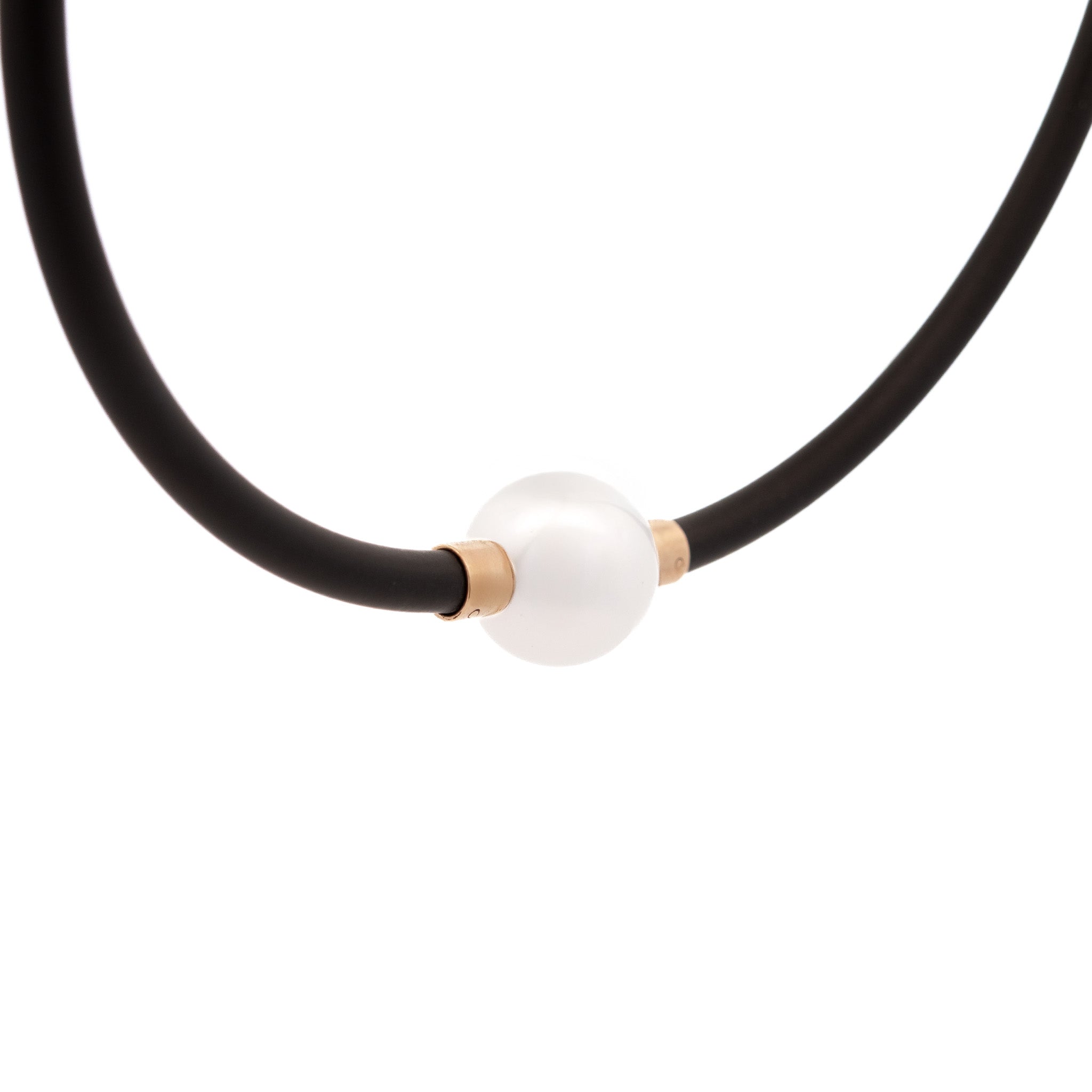 9K Yellow Gold Australian South Sea 13-14 mm Cultured Pearl Neoprene Necklace side view
