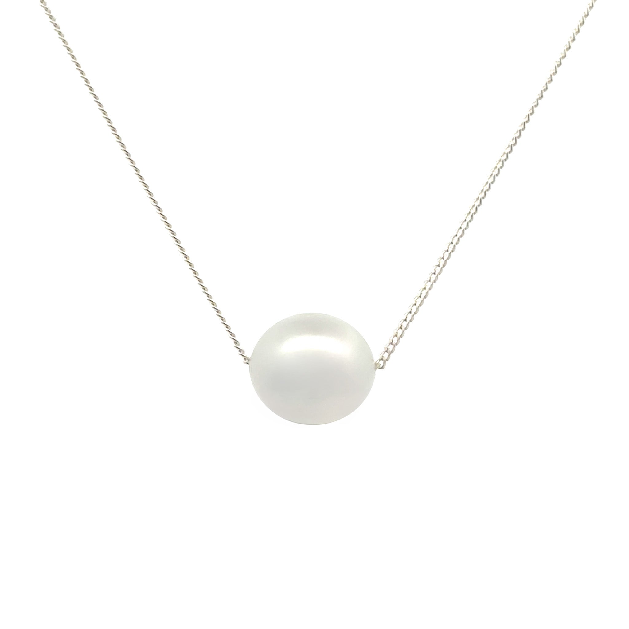 Sterling Silver Australian South Sea 10-11 mm Cultured Pearl Necklace front view