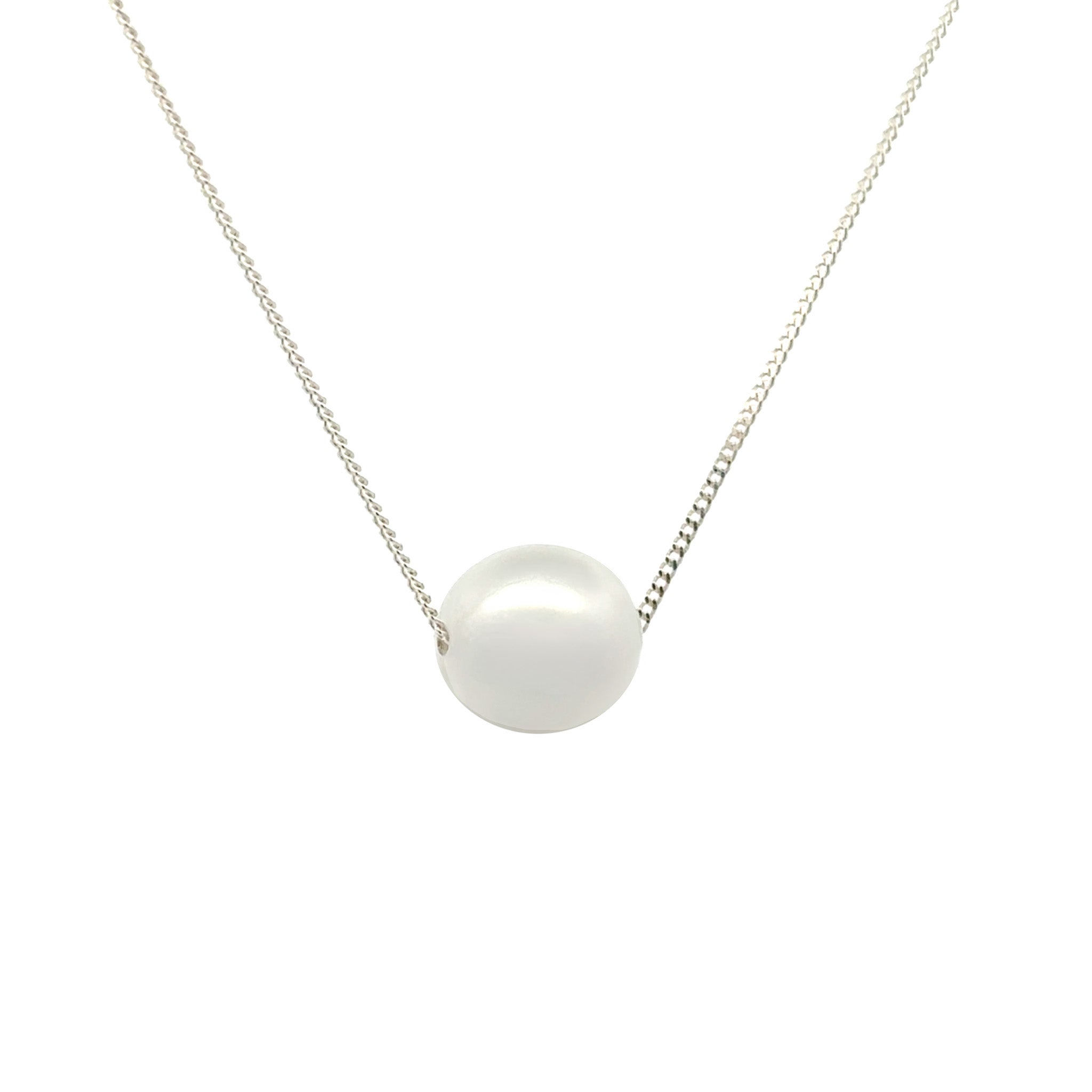 Sterling Silver Australian South Sea 10-11 mm Cultured Pearl Necklace side view