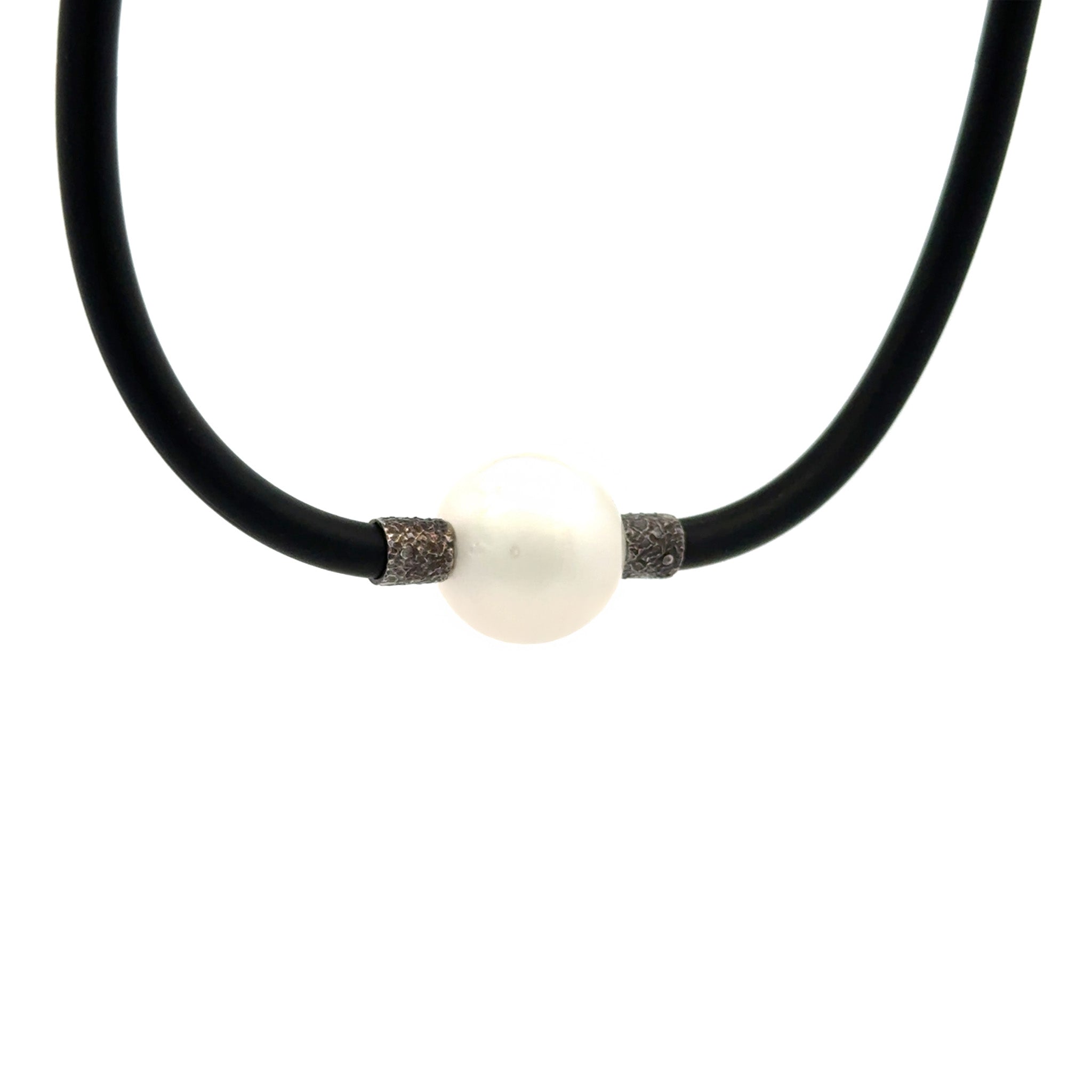 Sterling Silver Australian South Sea 15-16 mm Cultured Pearl Neoprene Necklace side view