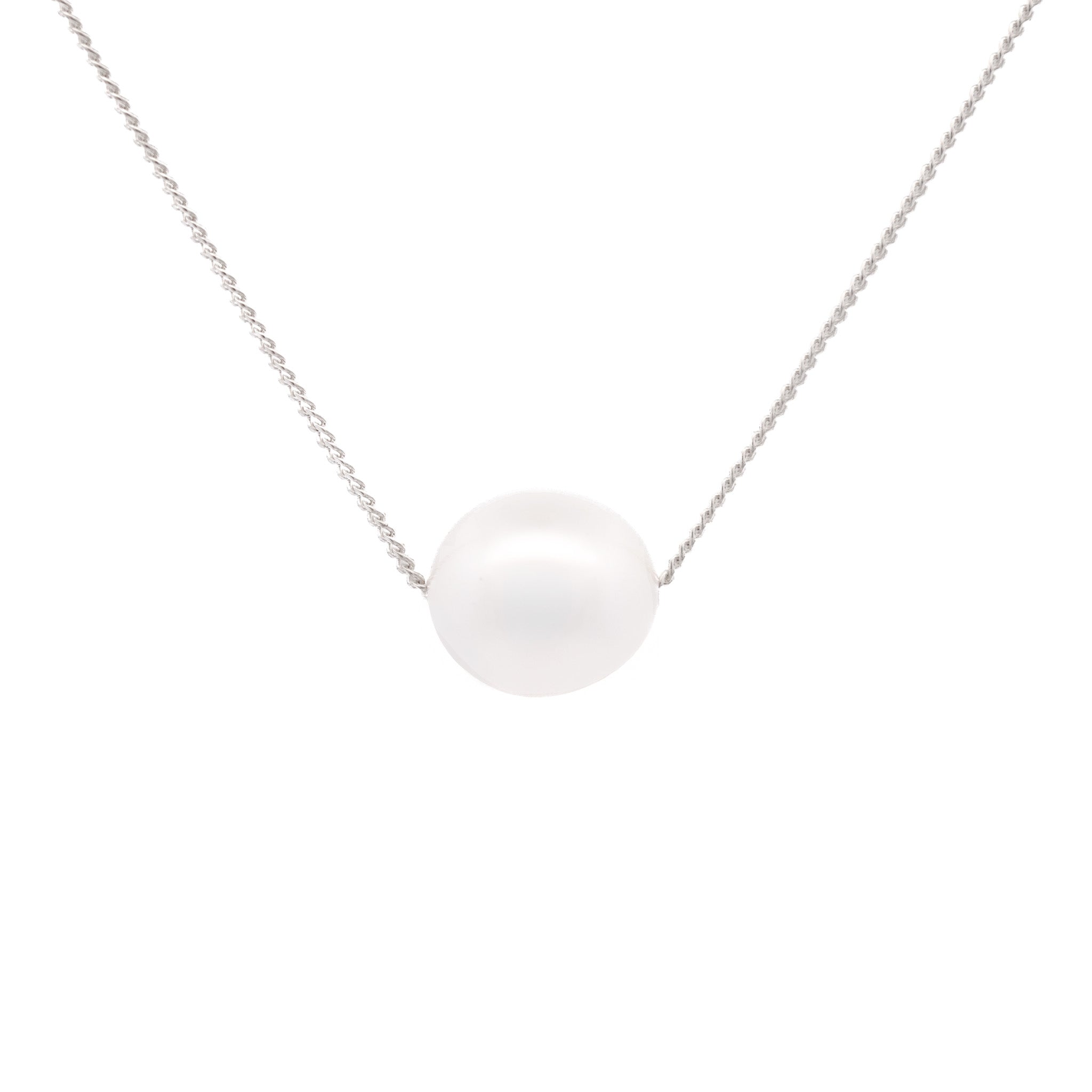 Sterling Silver Australian South Sea 10-11 mm Cultured Pearl Necklace front view