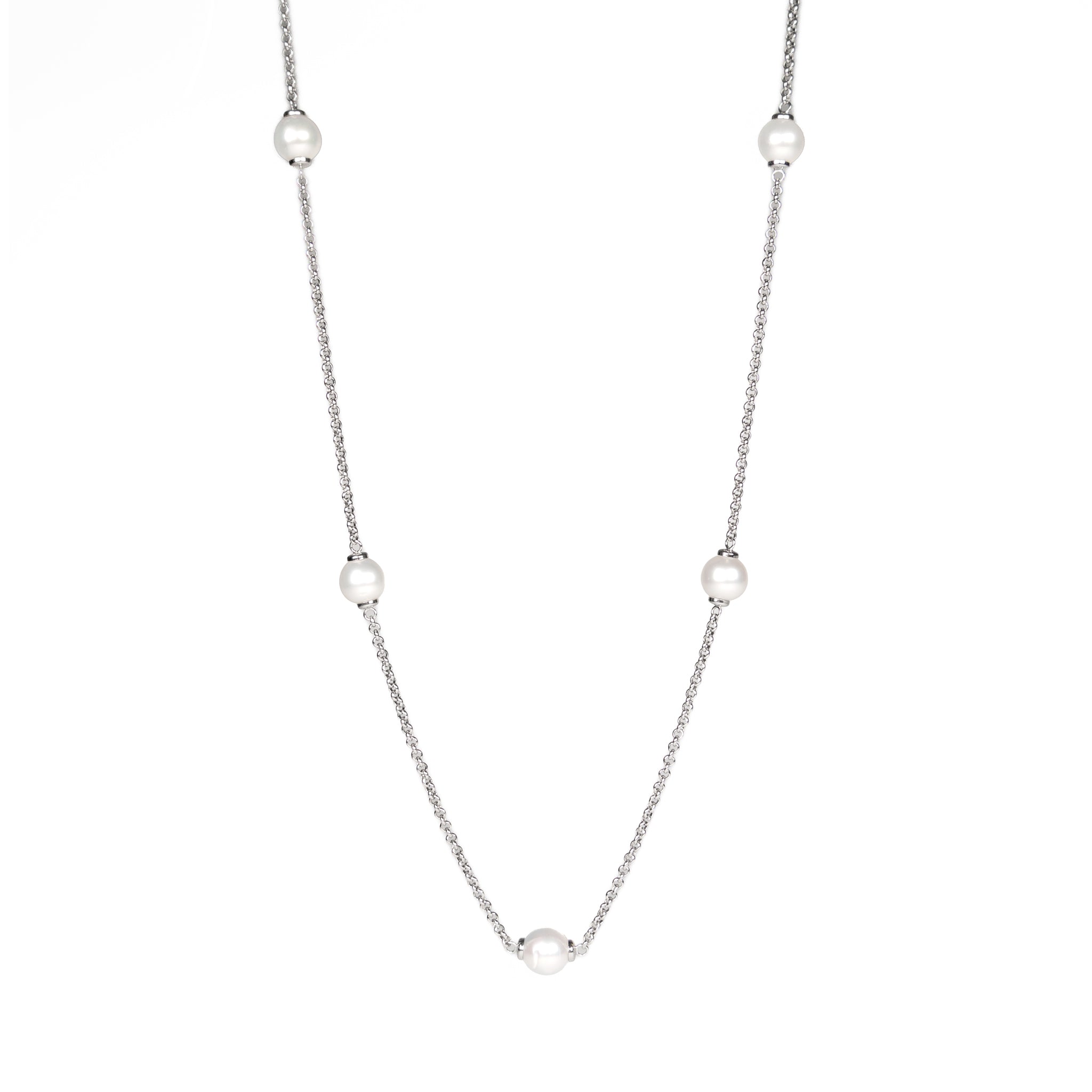 Sterling Silver Australian South Sea 10-11 mm Cultured Pearl Necklace front view