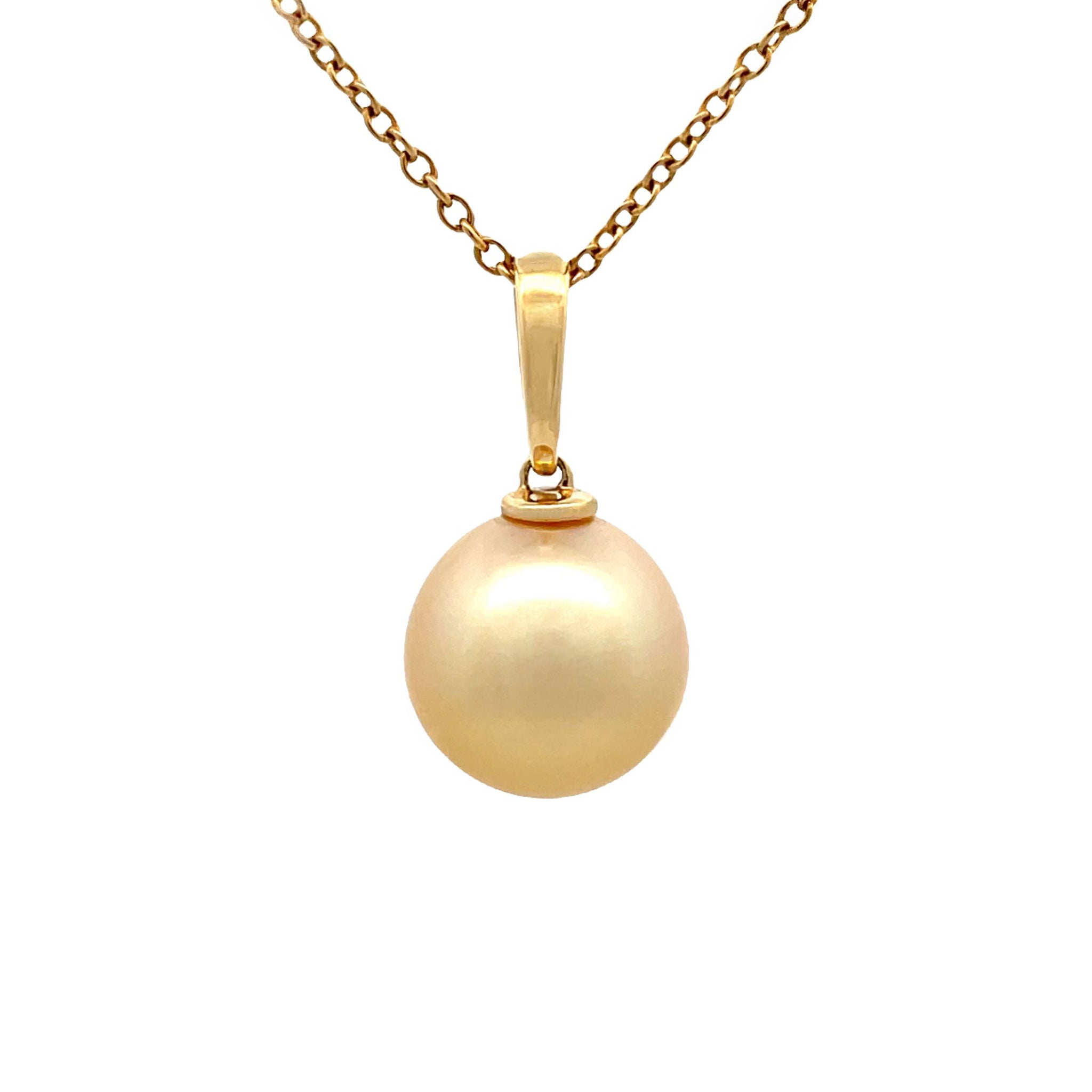 18K Yellow Gold South Sea Cultured Pearl Enhancer Style Pendant