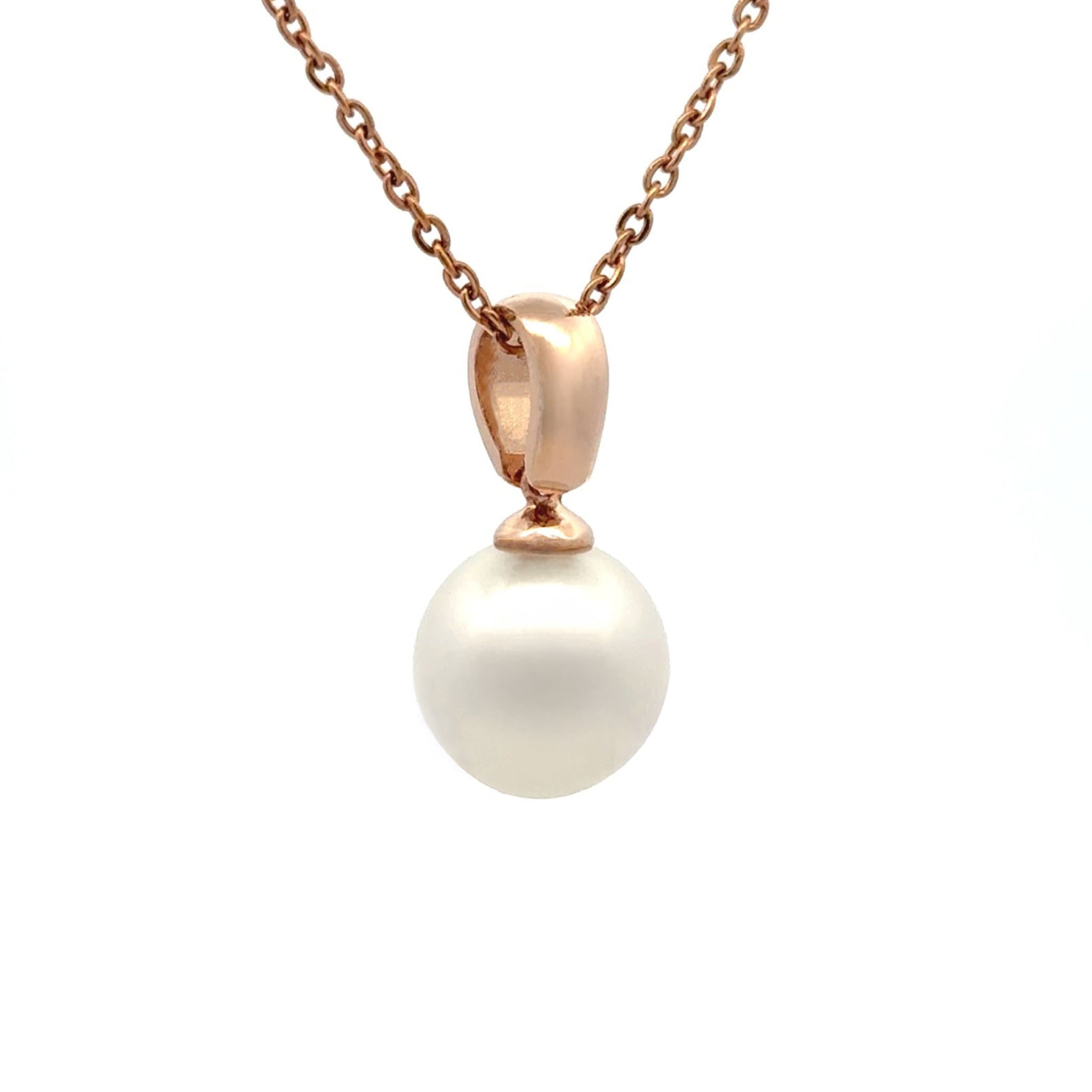 9K Rose Gold Australian South Sea Cultured 11 - 12 mm Pearl Pendant side view