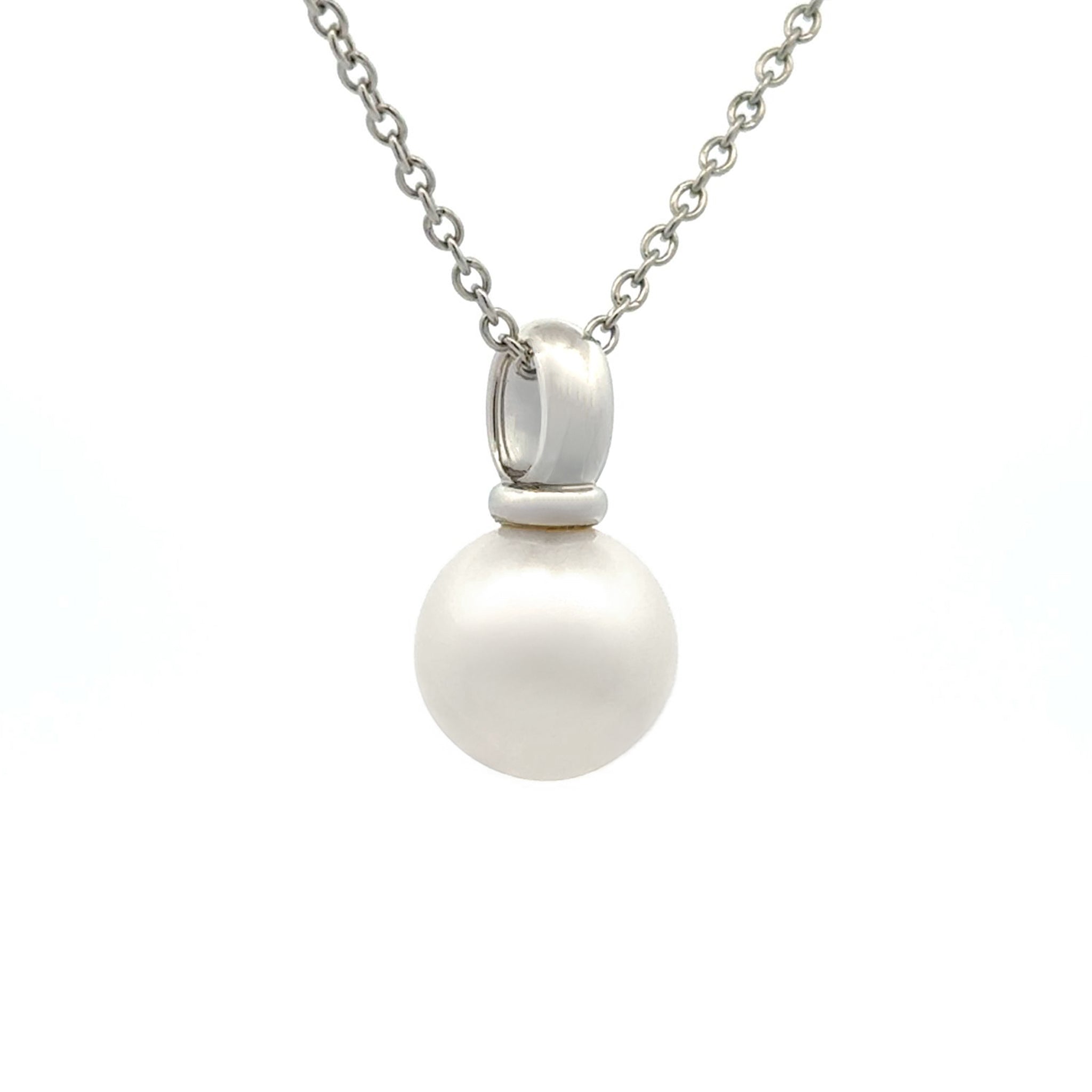 18K White Gold Australian South Sea Cultured 11-12 mm Pearl Pendant side view