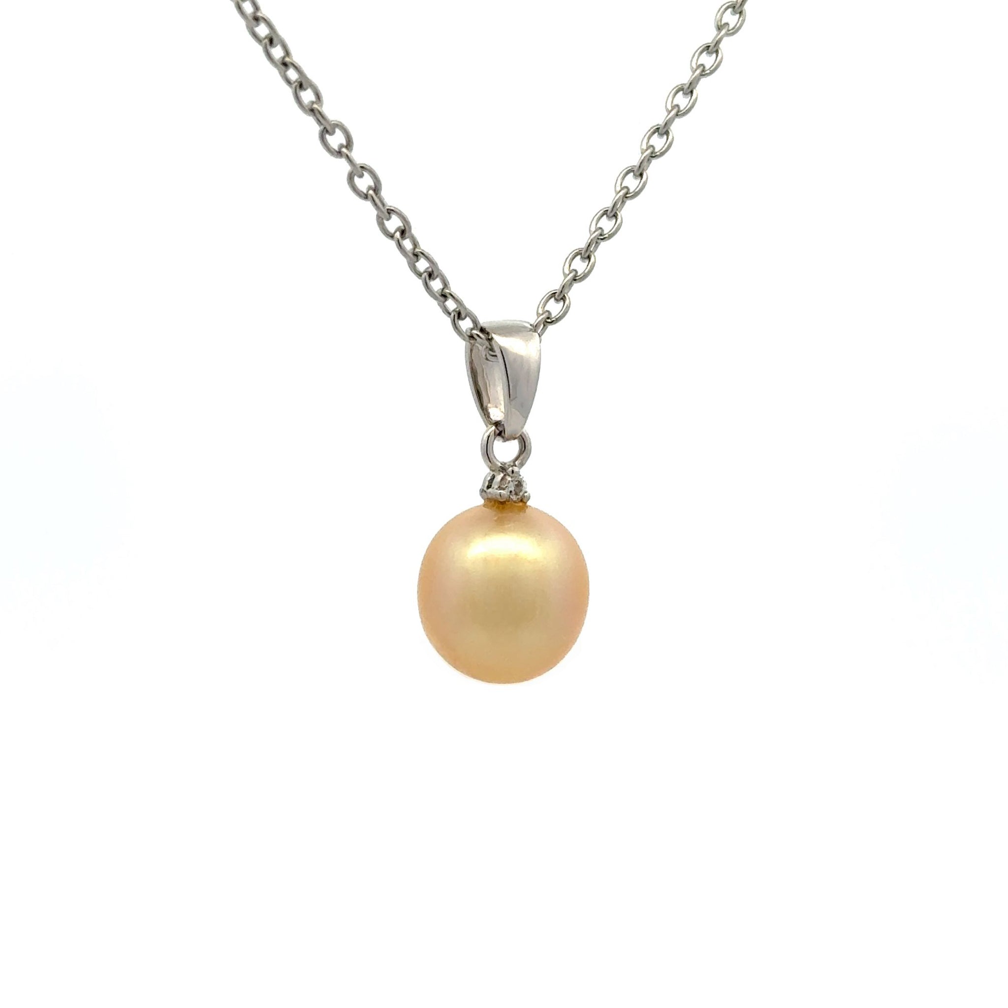 18K White Gold South Sea Cultured Pearl and Diamond Pendant