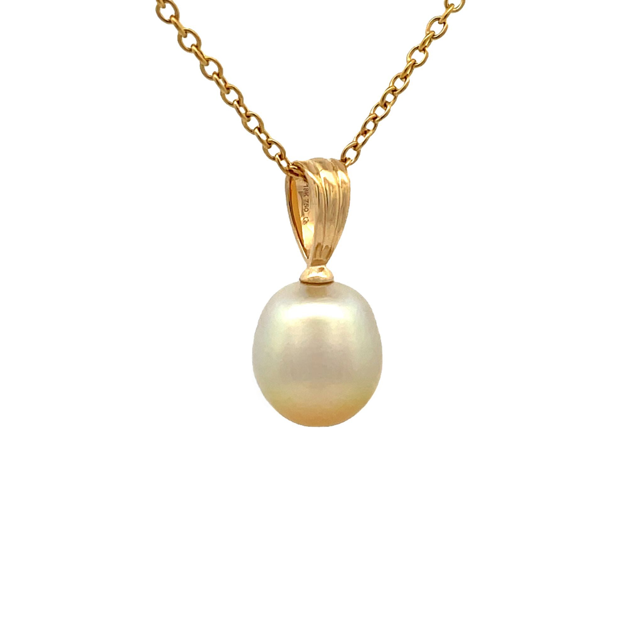 18K Yellow Gold South Sea Cultured 10 - 11mm Golden Pearl Pendant