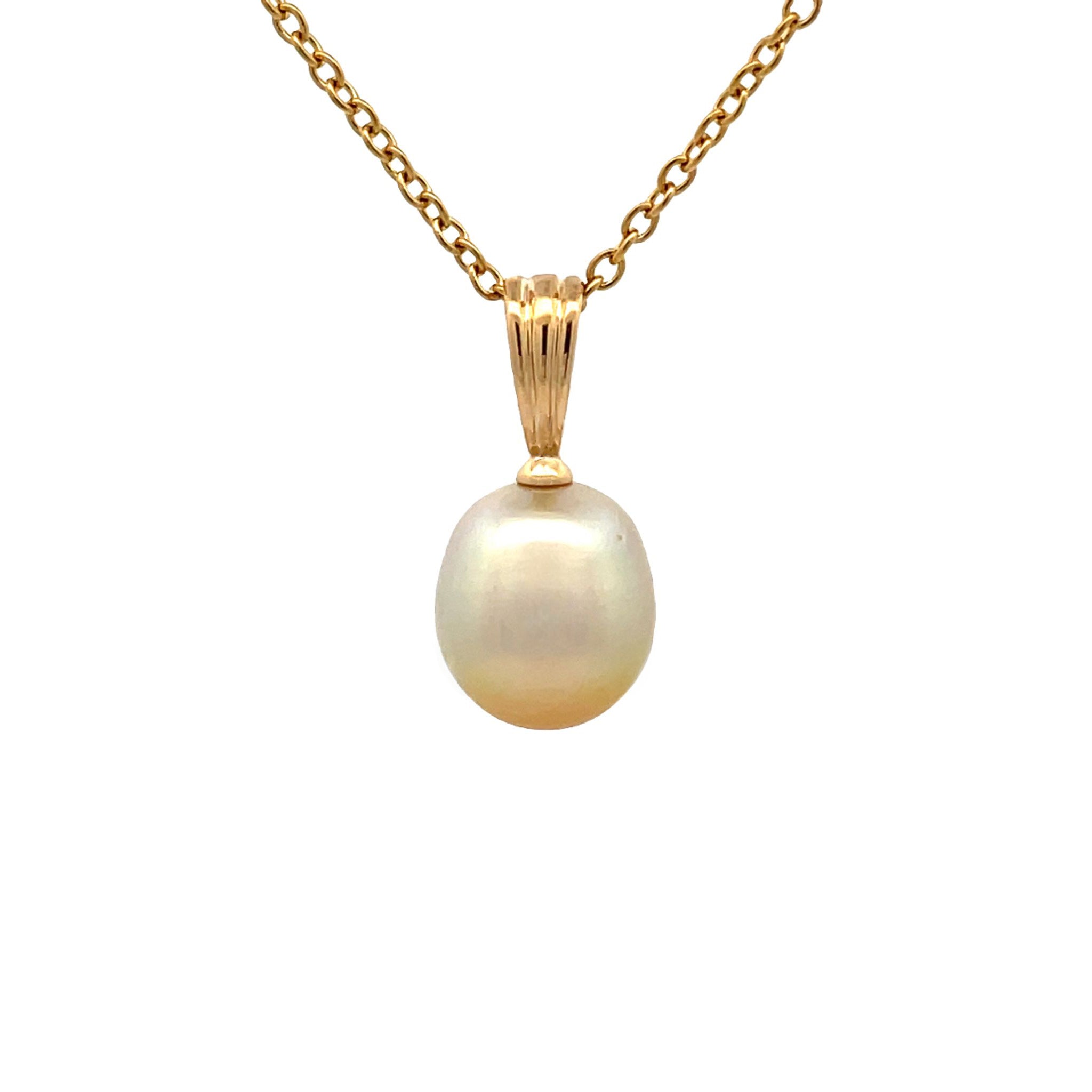 18K Yellow Gold South Sea Cultured 10 - 11mm Golden Pearl Pendant
