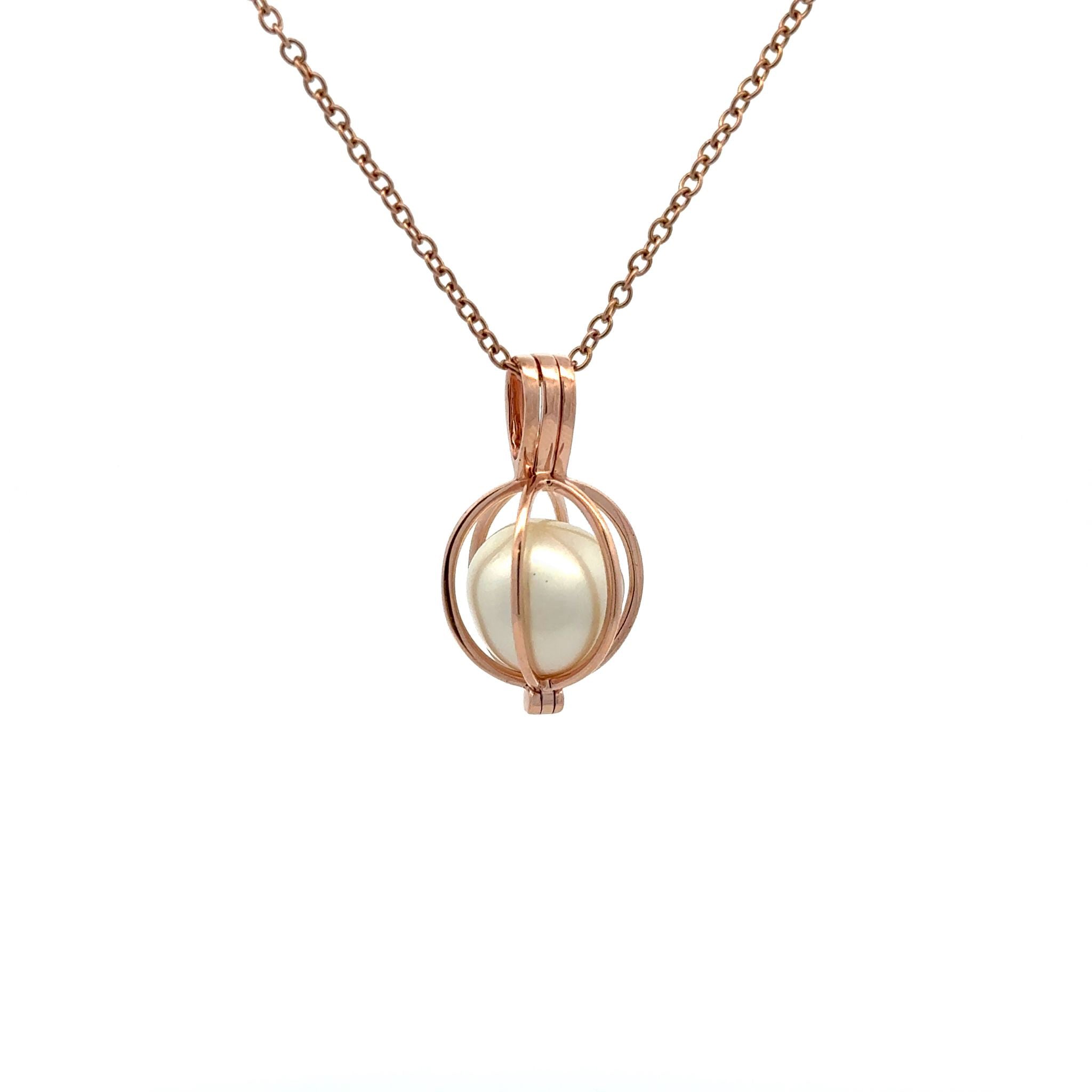 9K Rose Gold Australian South Sea Cultured 11-12mm Cage Pearl Pendant