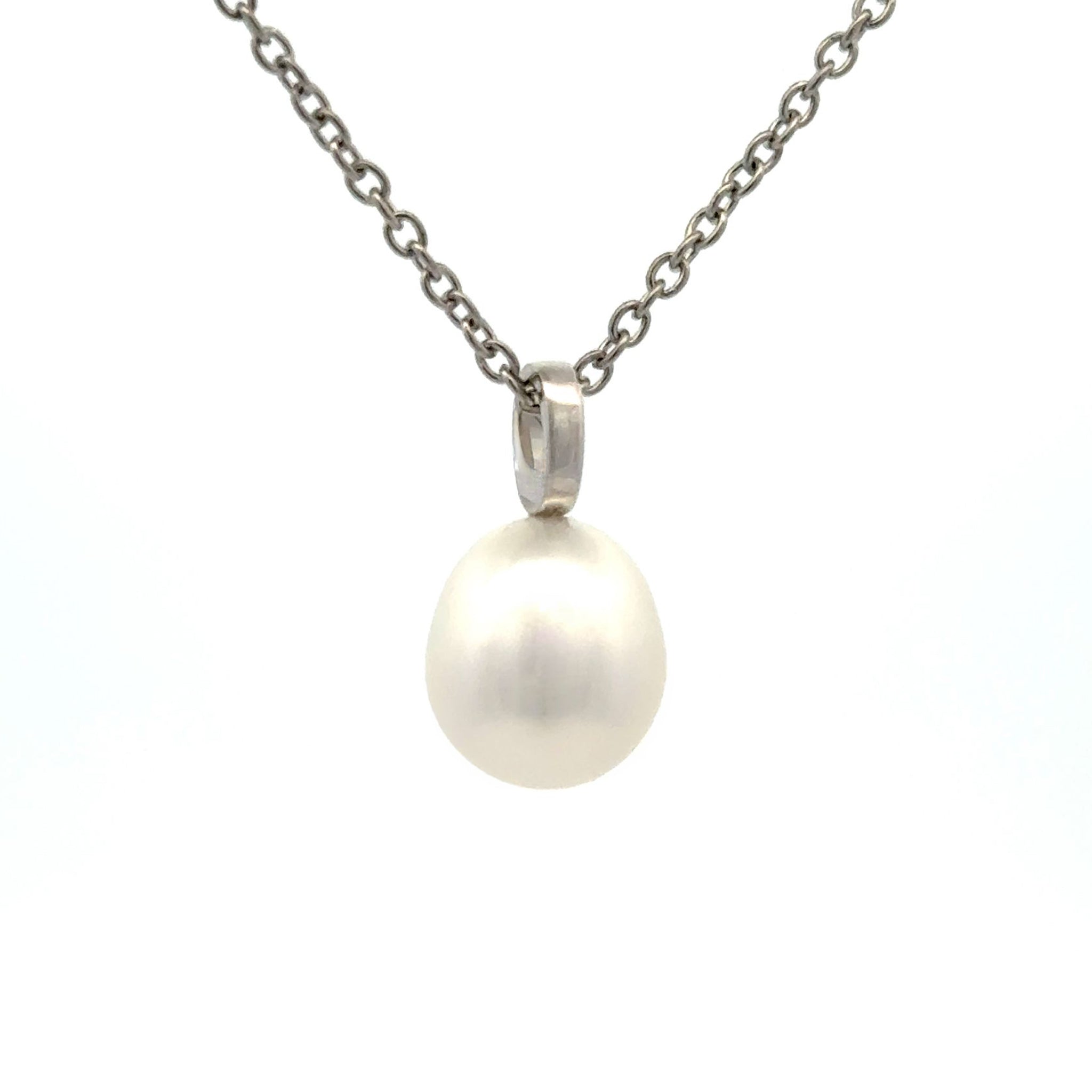 9K White Gold Australian South Sea 9 10mm Cultured Pearl Pendant