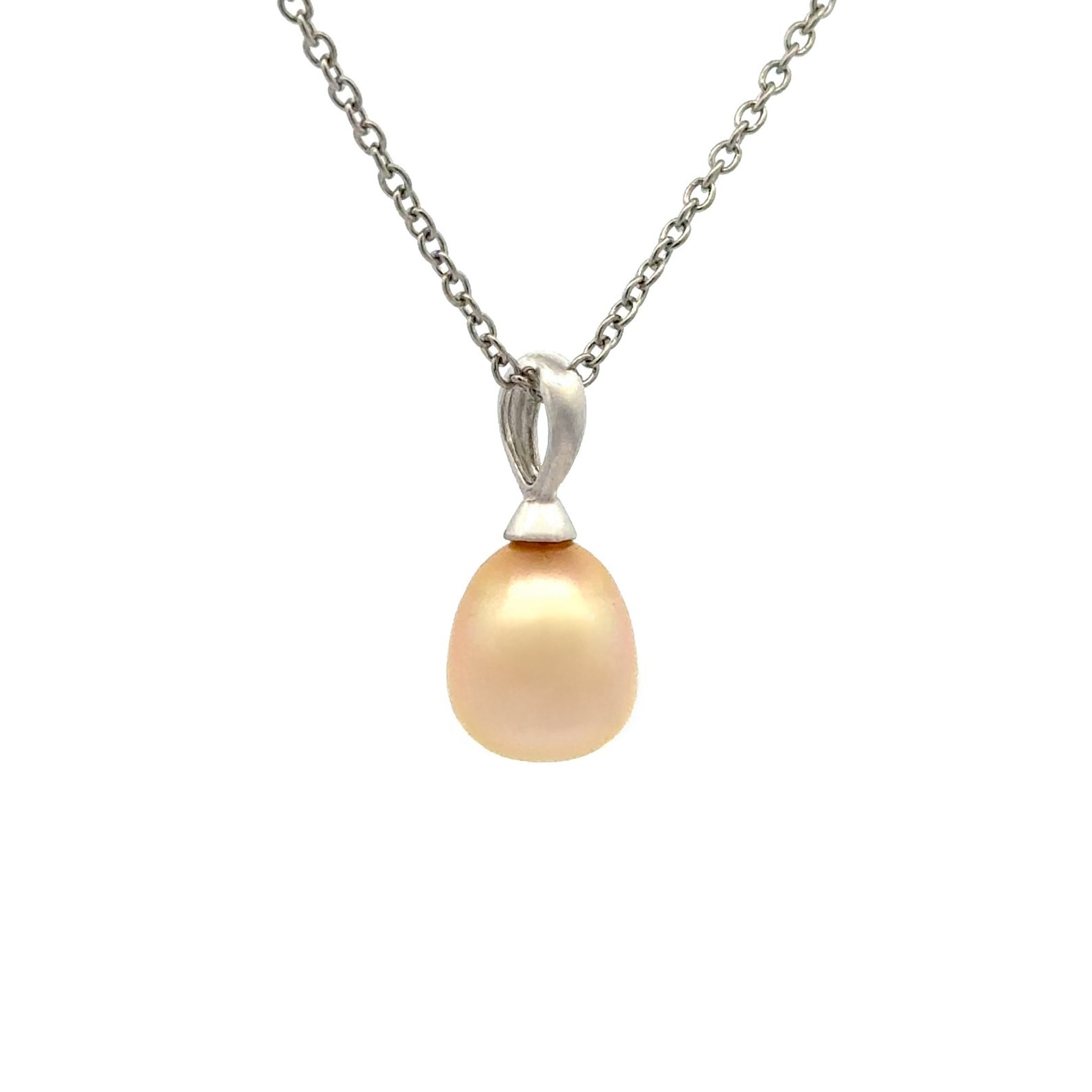 Sterling Silver South Sea Cultured 9-10mm Pearl Pendant side view