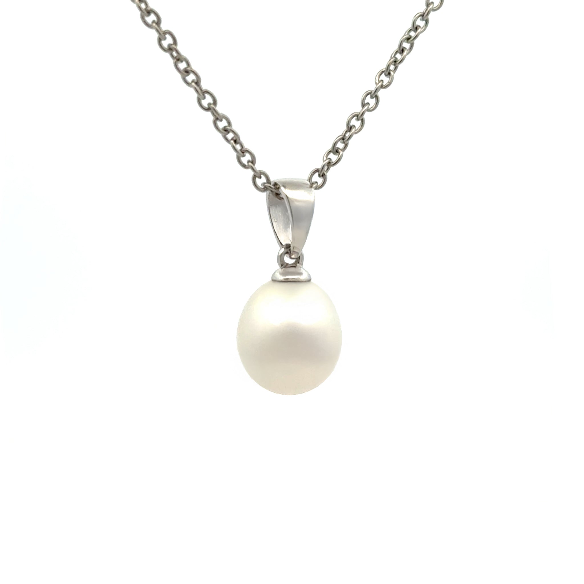 9K White Gold Australian South Sea 9-10 mm Cultured Pearl Pendant side view