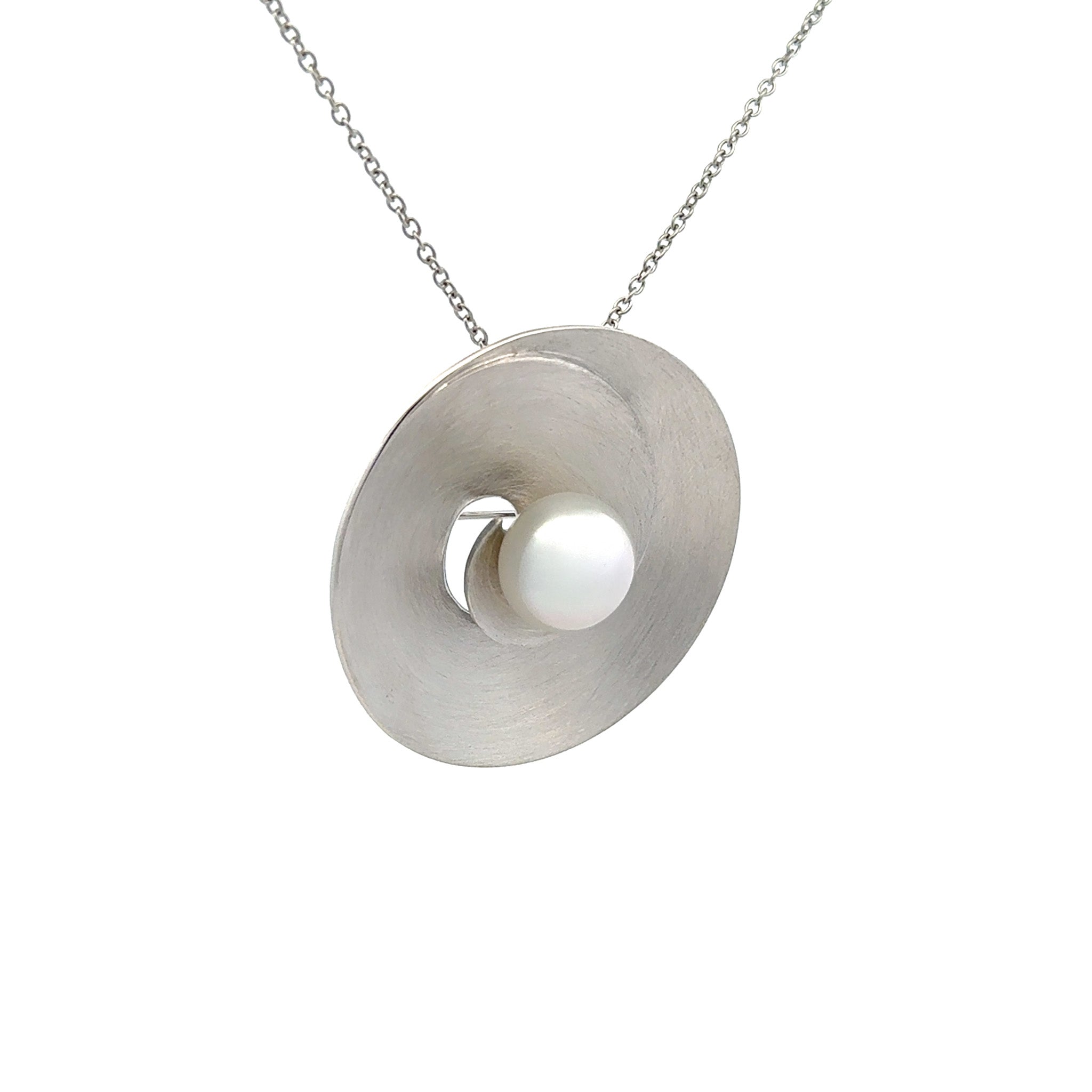 Sterling Silver Australian South Sea Cultured 12-13 mm Pearl Pendant Brooch side view