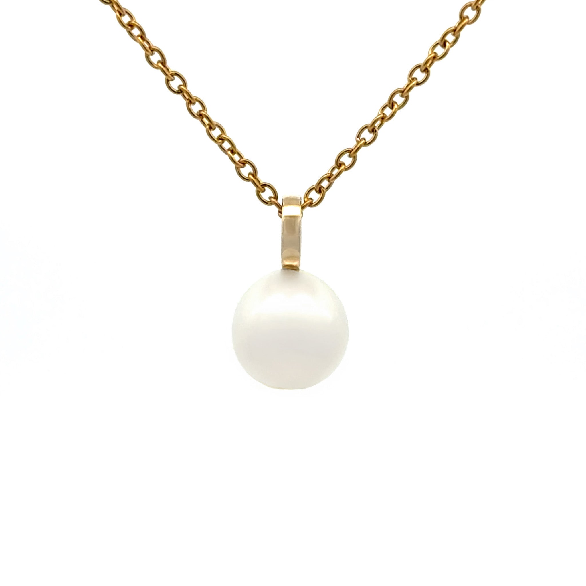 9K Yellow Gold Australian South Sea 9-10 mm Cultured Pearl Pendant front view