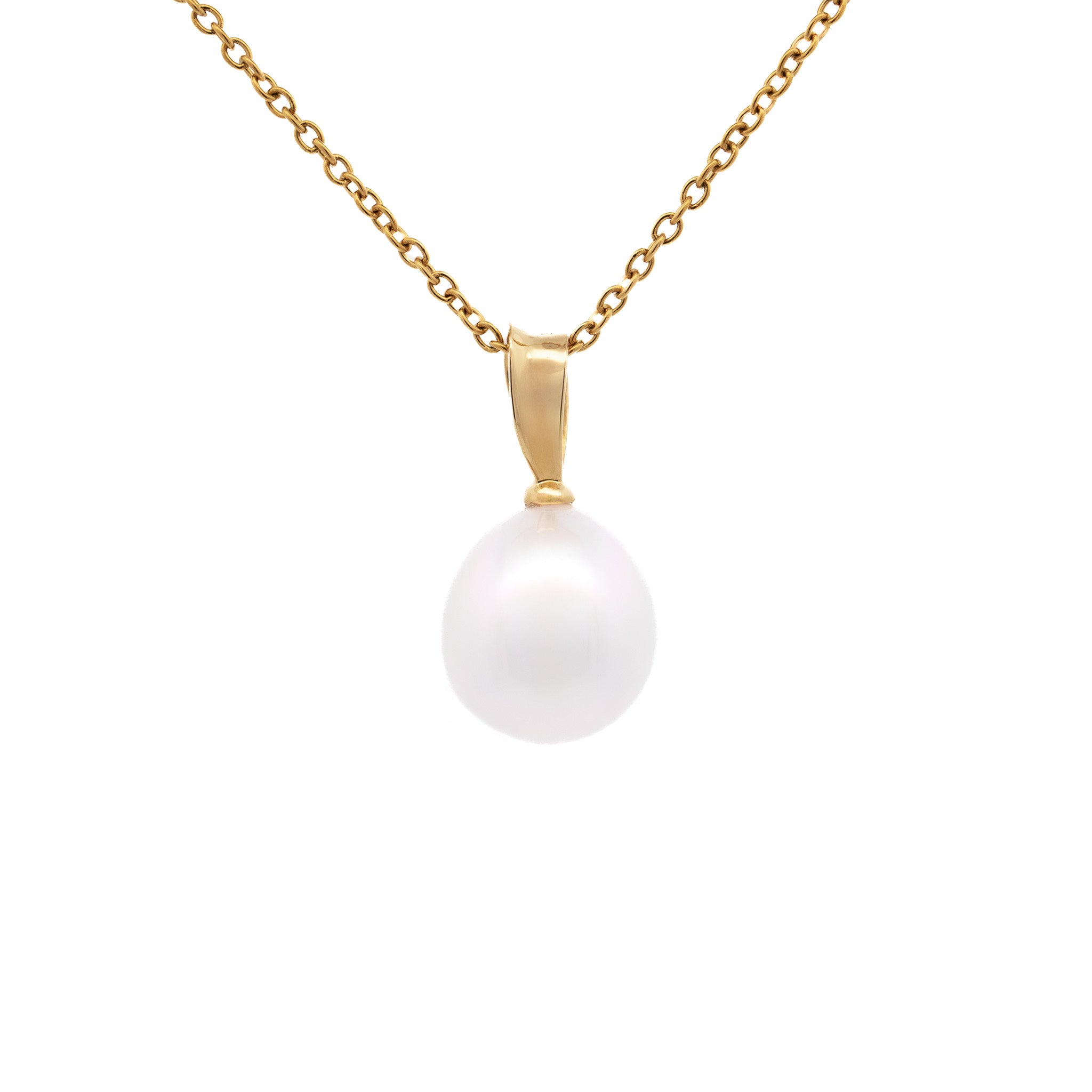 18K Yellow Gold Australian South Sea Cultured 12-13 mm Pearl Pendant front view