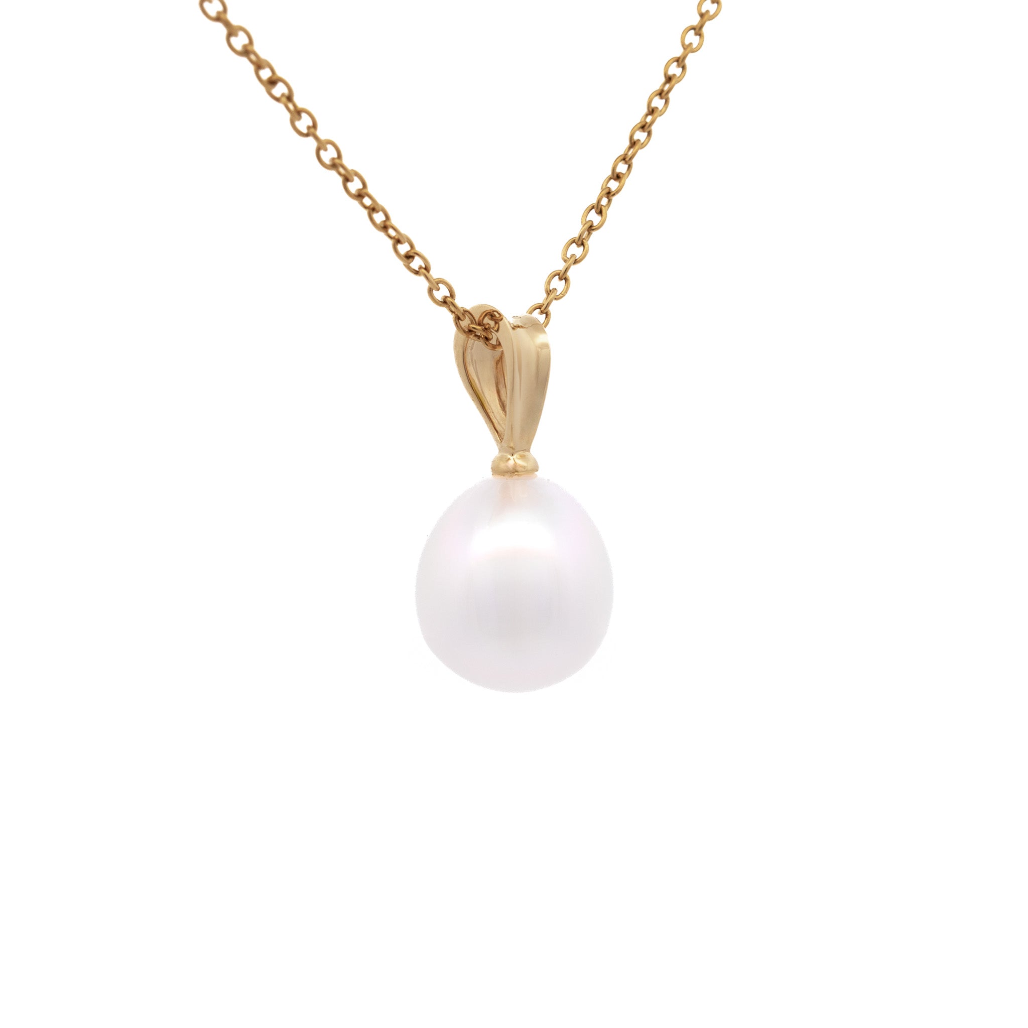 18K Yellow Gold Australian South Sea Cultured 12-13 mm Pearl Pendant side view