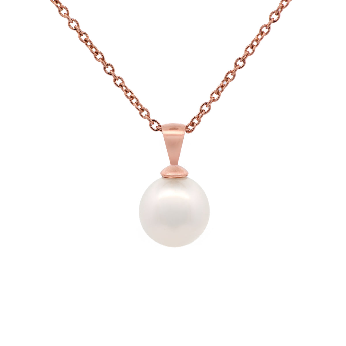 9K Rose Gold Australian South Sea 10-11 mm Cultured Pearl Pendant front view