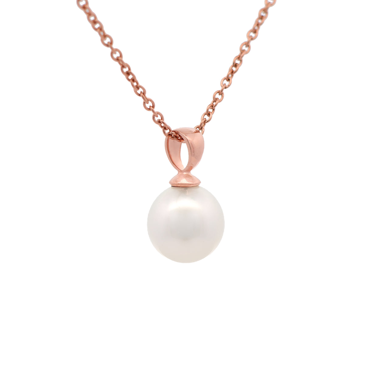 9K Rose Gold Australian South Sea 10-11 mm Cultured Pearl Pendant side view