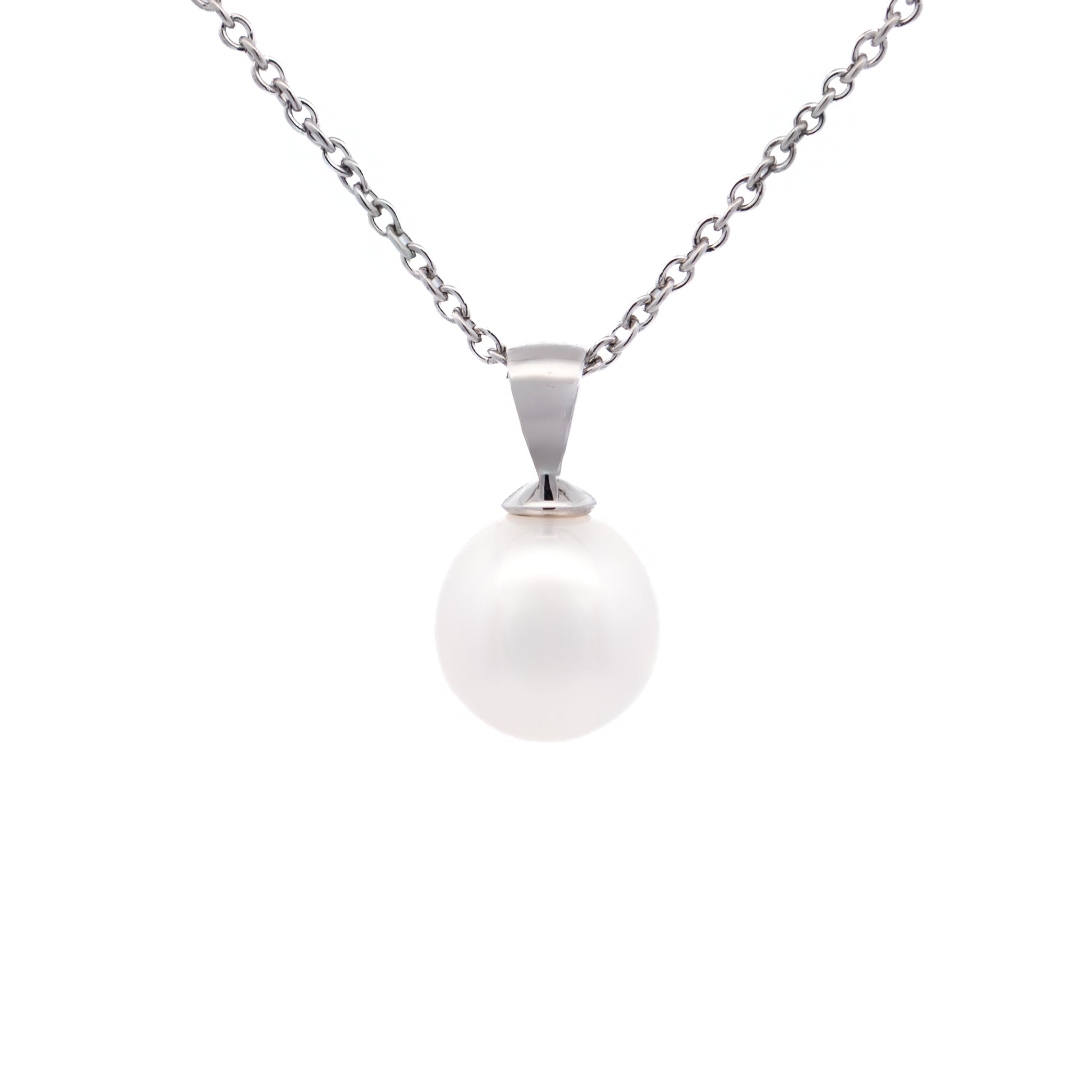 9K White Gold Australian South Sea 10-11mm Cultured Pearl Pendant