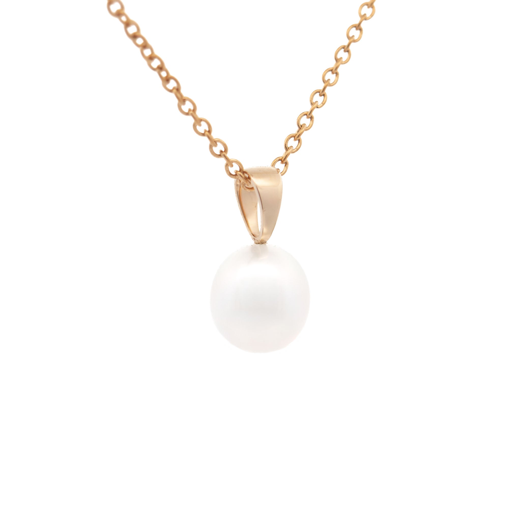 9K Yellow Gold Australian South Sea 9-10 mm Cultured Pearl Pendant side view