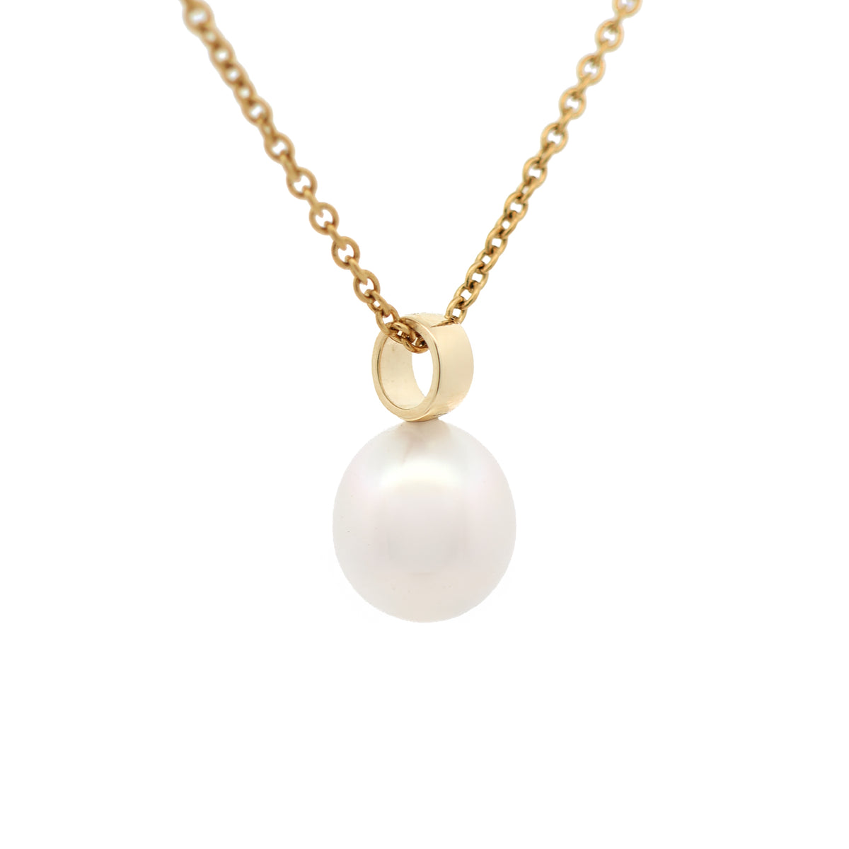 9K Yellow Gold Australian South Sea 9-10 mm Cultured Pearl Pendant side view