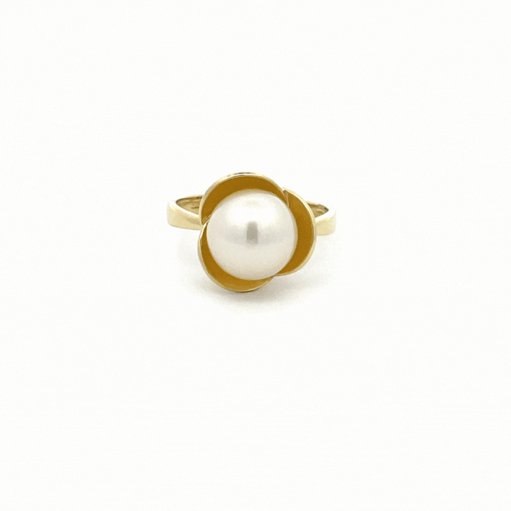 9K Yellow Gold Australian South Sea Cultured 10 -11 mm Pearl Ring
