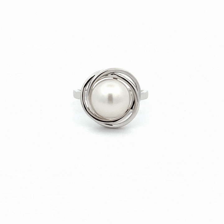 9K 白金澳大利亚南海养殖 10 - 11 毫米珍珠戒指