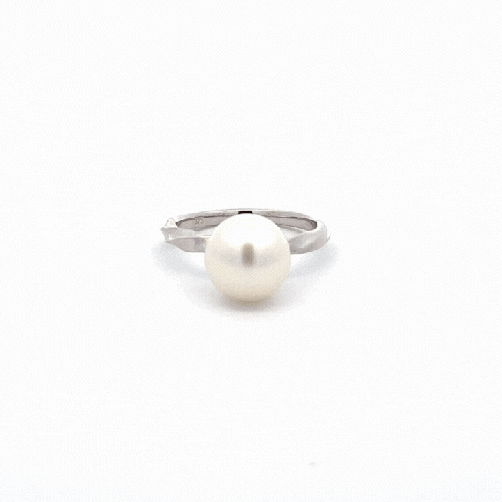 9K 白金澳大利亚南海养殖 9-10 毫米珍珠戒指