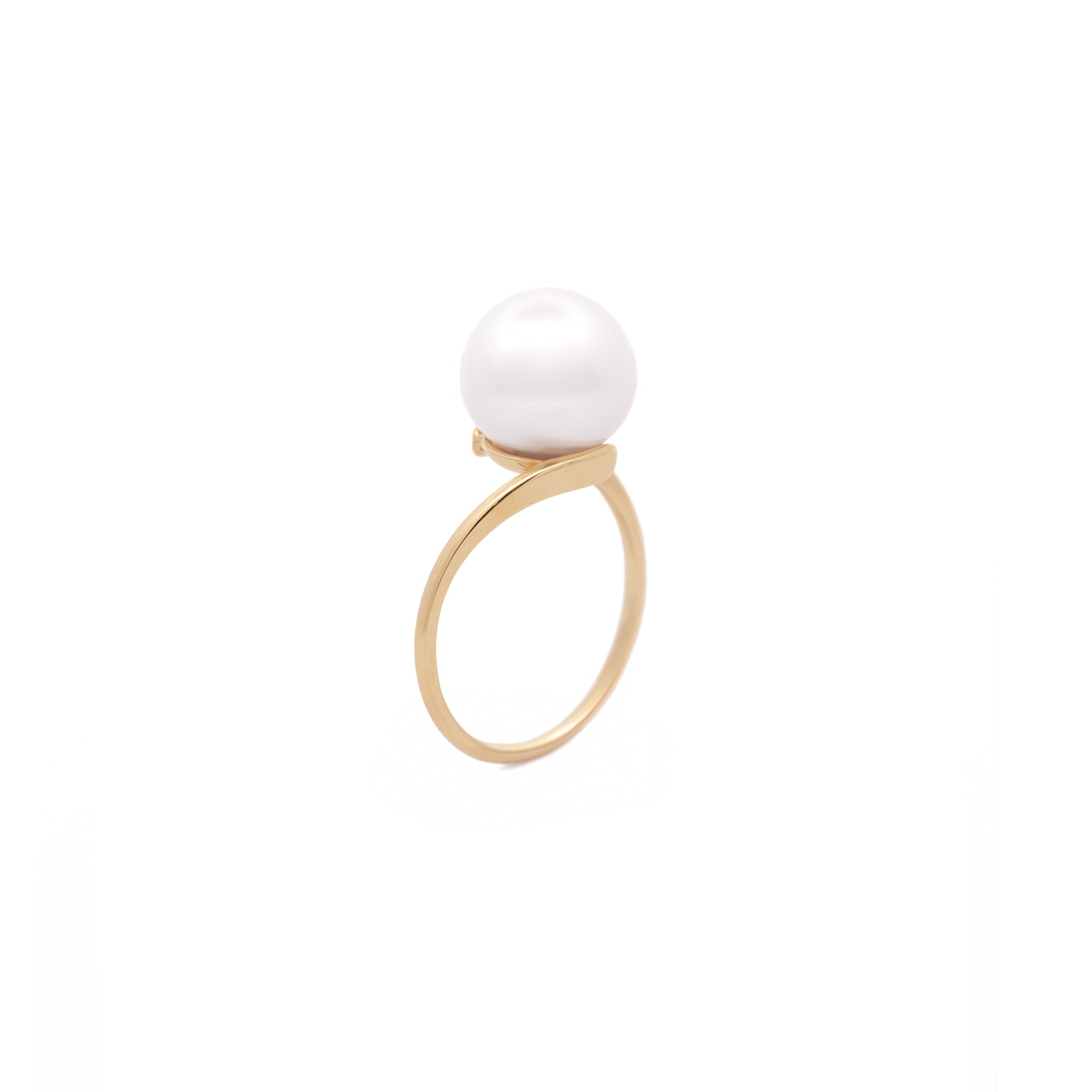 9K Yellow Gold Australian South Sea 10-11 mm Cultured Pearl Ring side view
